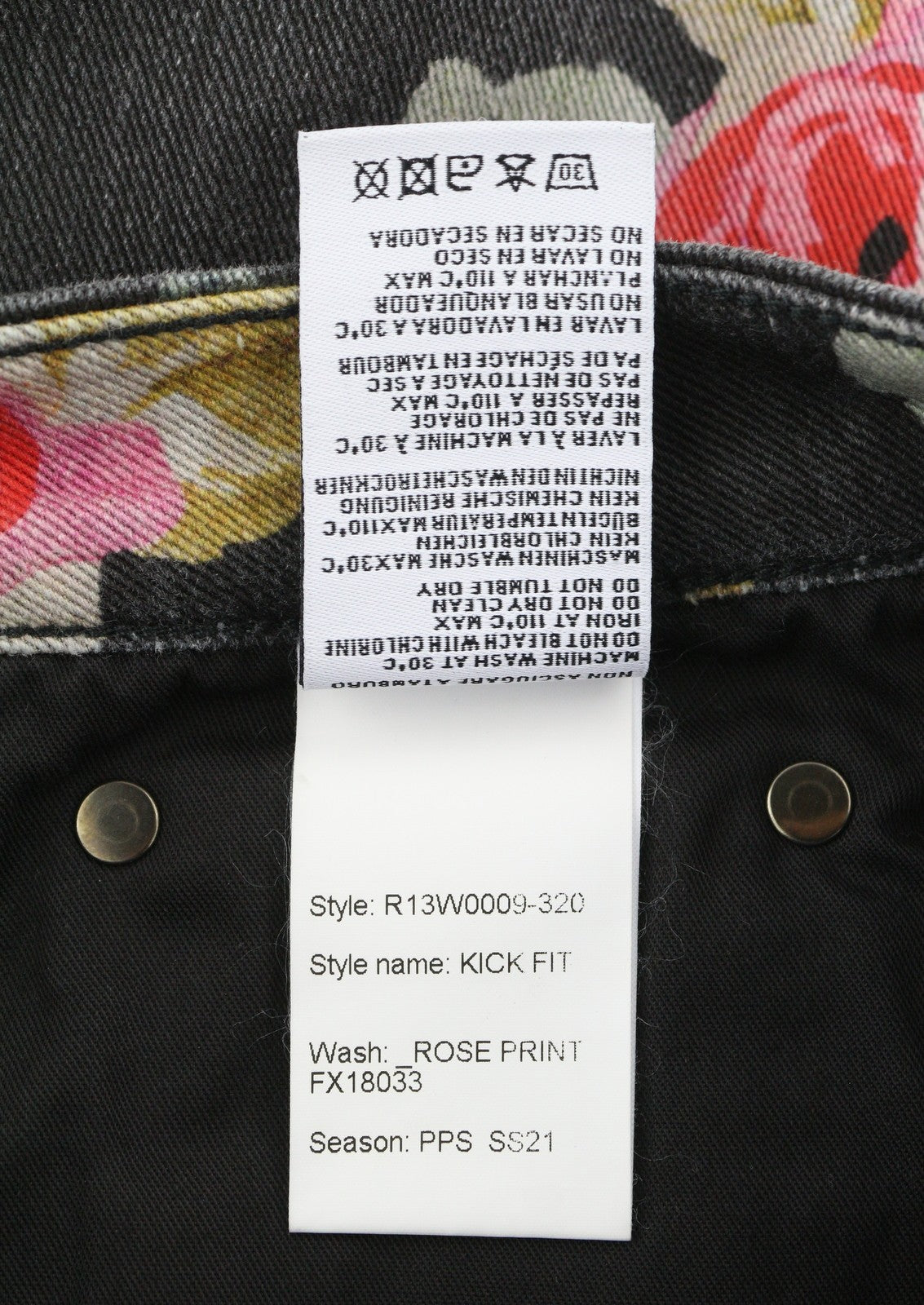 R13 Kick Fit moteriški džinsai 27 rožinio rašto, ploni, tiesaus kirpimo, trumpinti iki kulkšnies, su užtrauktuku. 