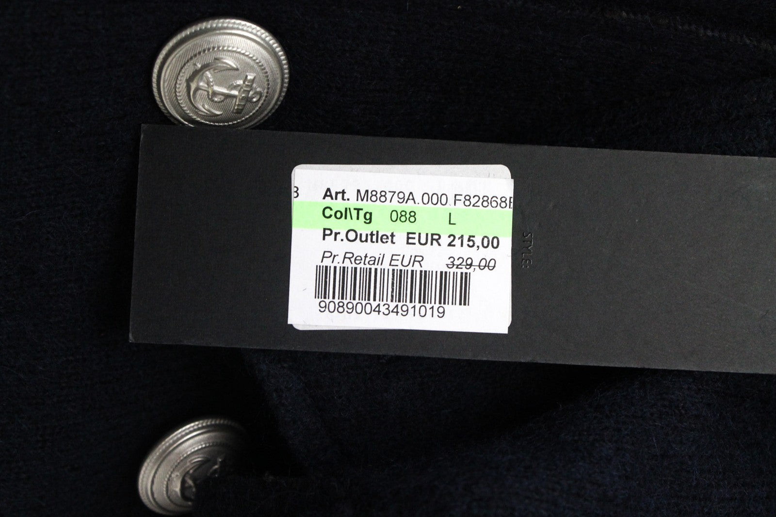 REPLAY vyriška striukė L tamsiai mėlyna, vilnos mišinio pamušalu, dvigubos krūtinės laisvalaikio kirpimas 