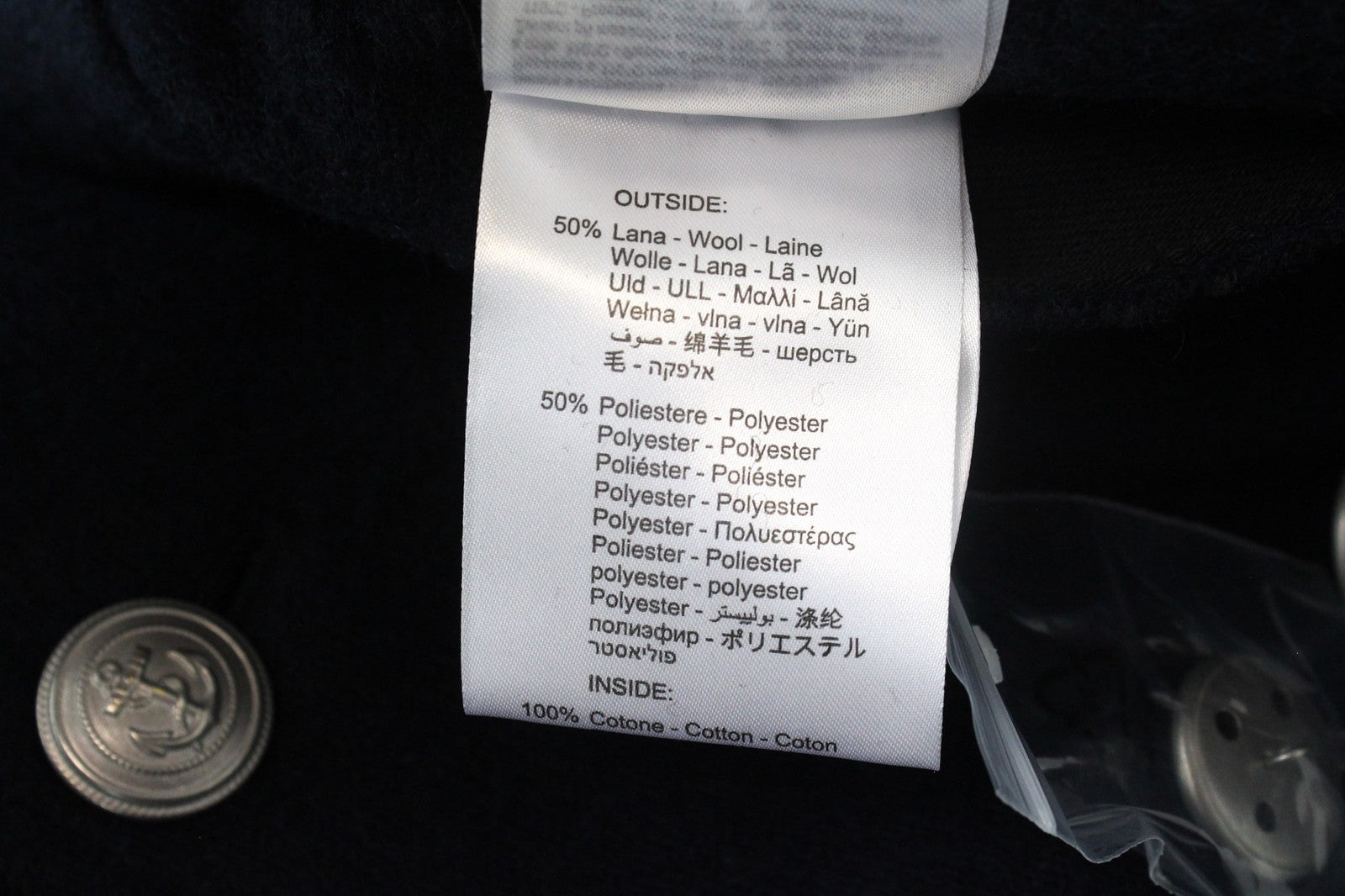 REPLAY vyriška striukė L tamsiai mėlyna, vilnos mišinio pamušalu, dvigubos krūtinės laisvalaikio kirpimas 