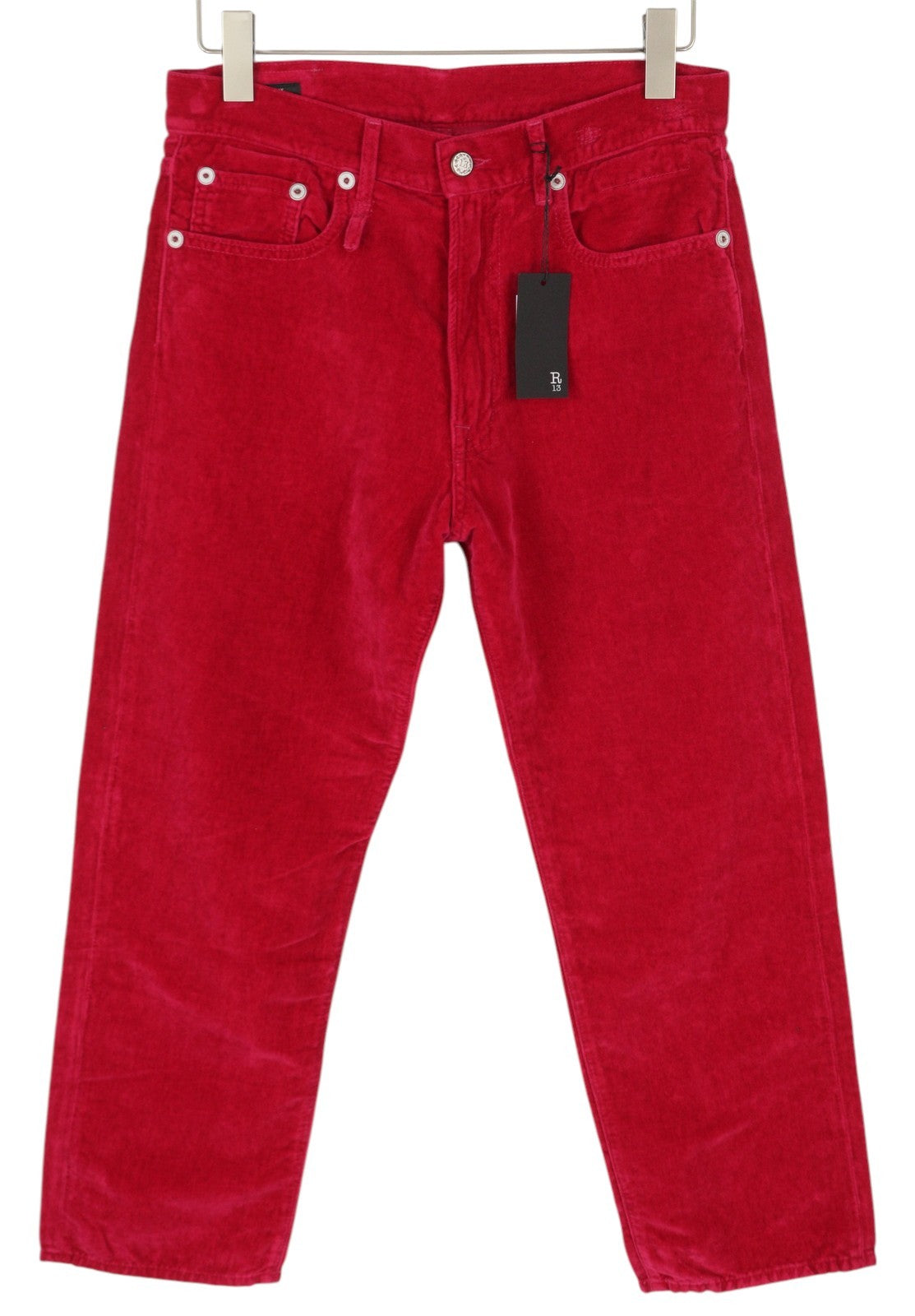 R13 Boyfriend moteriškos kelnės 26 aviečių spalvos aksominis lino mišinio trumpintas iki kulkšnių rožinės spalvos 