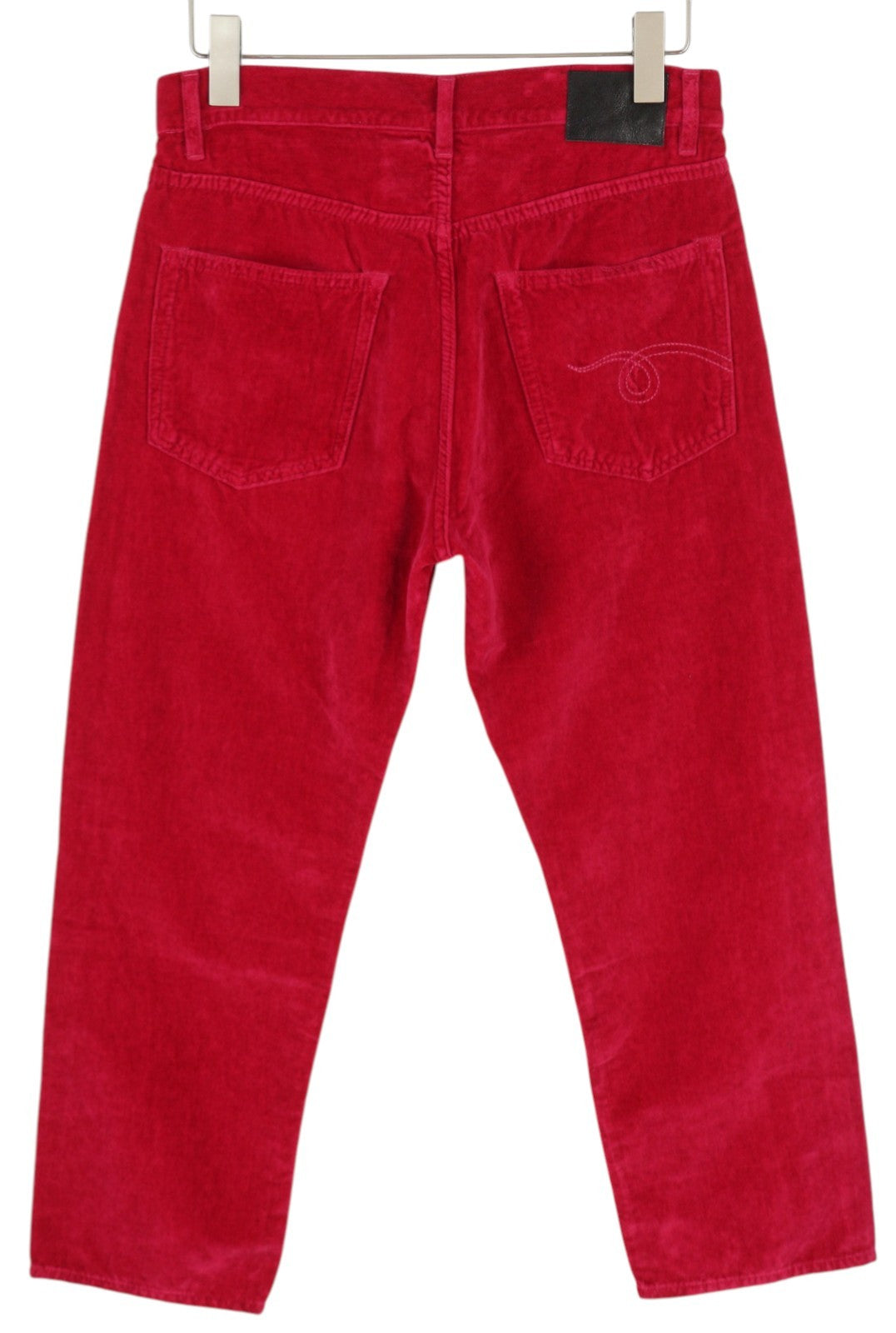 R13 Boyfriend moteriškos kelnės 26 aviečių spalvos aksominis lino mišinio trumpintas iki kulkšnių rožinės spalvos 