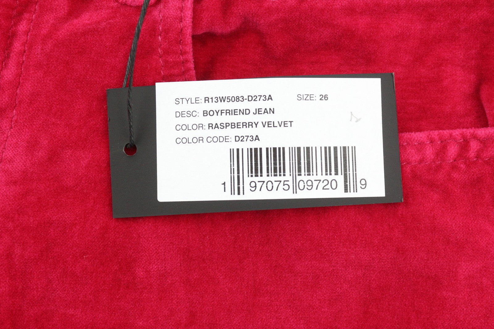 R13 Boyfriend moteriškos kelnės 26 aviečių spalvos aksominis lino mišinio trumpintas iki kulkšnių rožinės spalvos 