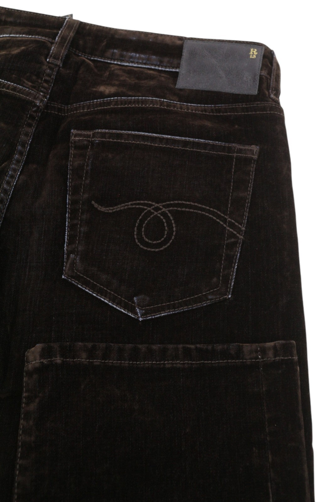 R13 berniukiški tiesūs moteriški džinsai 26. Rudi, vidutinio liemens, trumpinti užtrauktuku ir kulkšnies paviršiumi. 