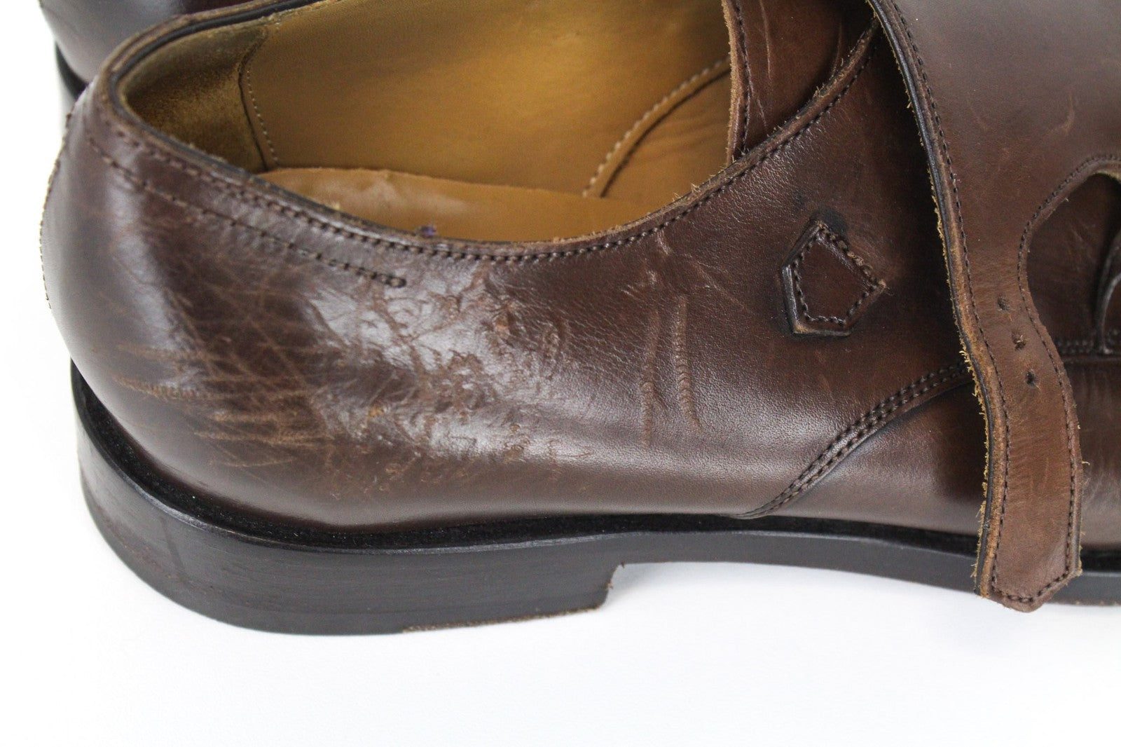 SUITSUPPLY Men's Shoes EU39.5 Brown Leather Low-Top Double Buckle Formal Style