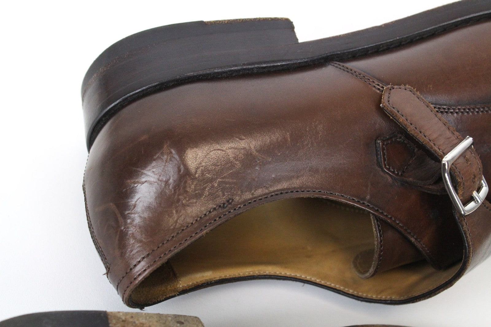 SUITSUPPLY Men's Shoes EU39.5 Brown Leather Low-Top Double Buckle Formal Style