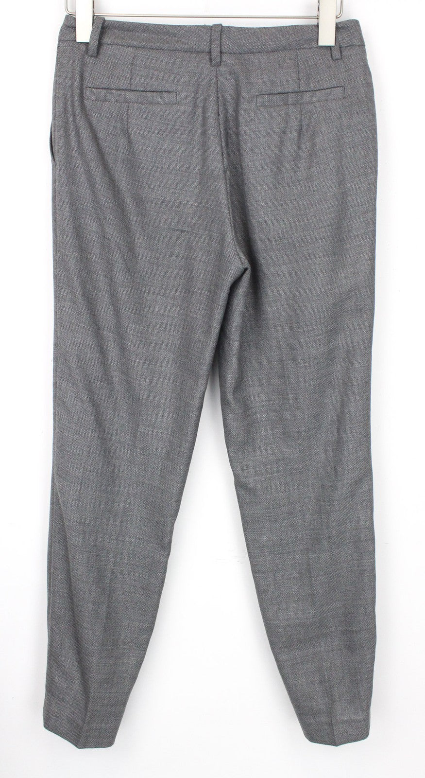 SUISTUDIO moteriškos kelnės UK12R pilkos vilnonės klostuotos elegantiškos, pritaikytos oficialios kelnės 