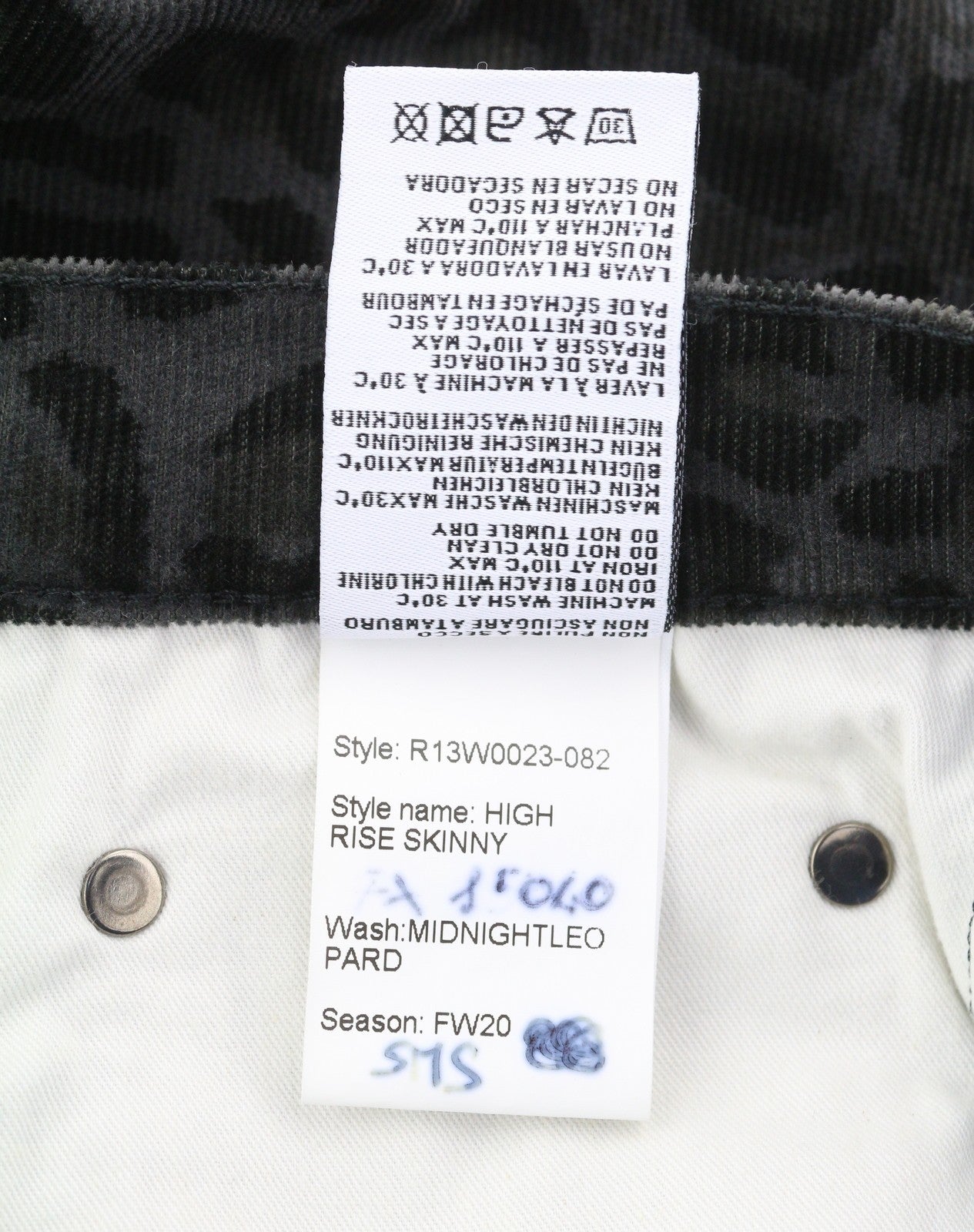 R13 Aukšto liemens aptemptos moteriškos kelnės 27 vidurnakčio leopardo rašto velveto užtrauktuku pilkos 