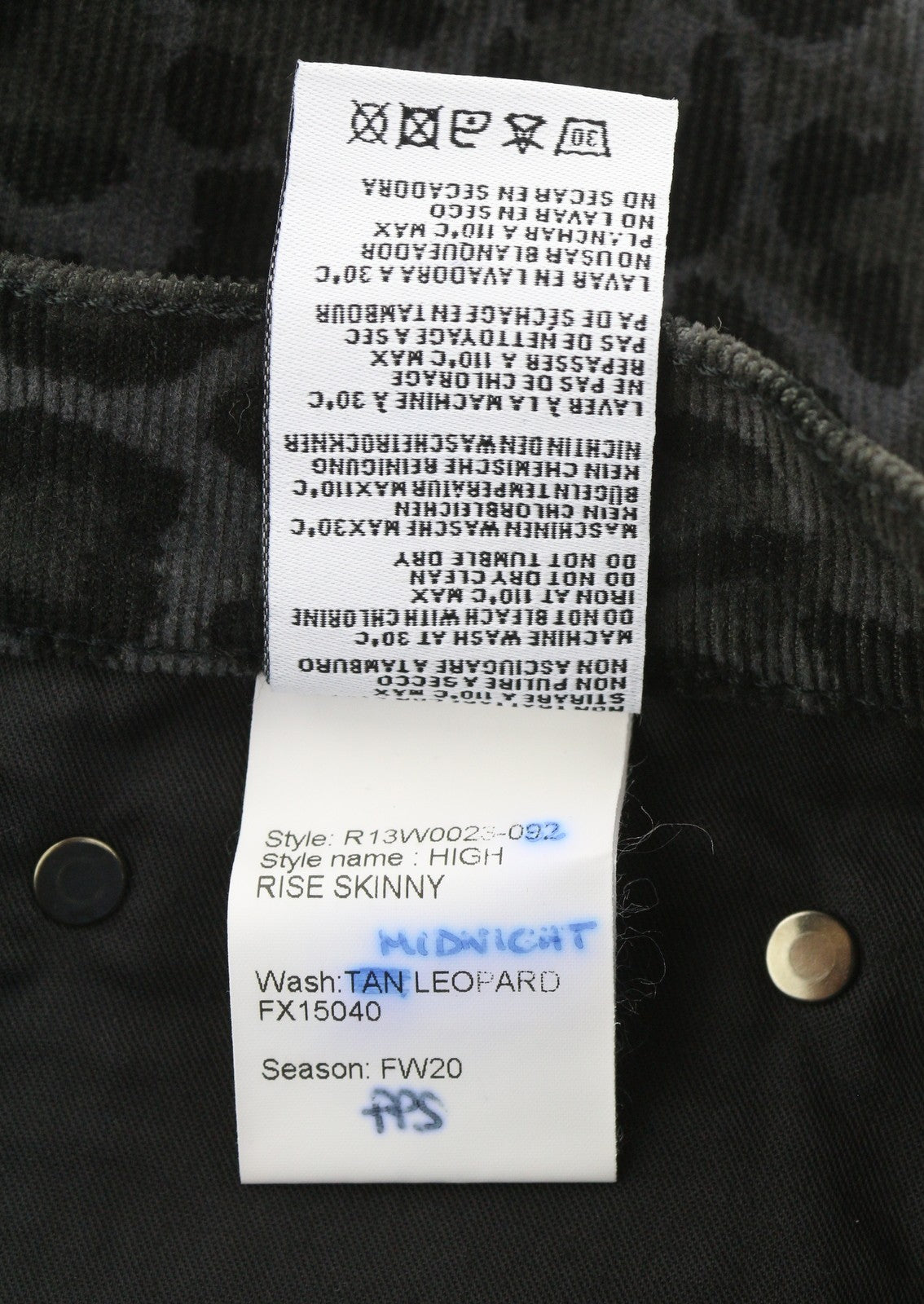 R13 Aukšto liemens aptemptos moteriškos kelnės 27 vidurnakčio leopardo rašto velveto su užtrauktuku pilkos spalvos