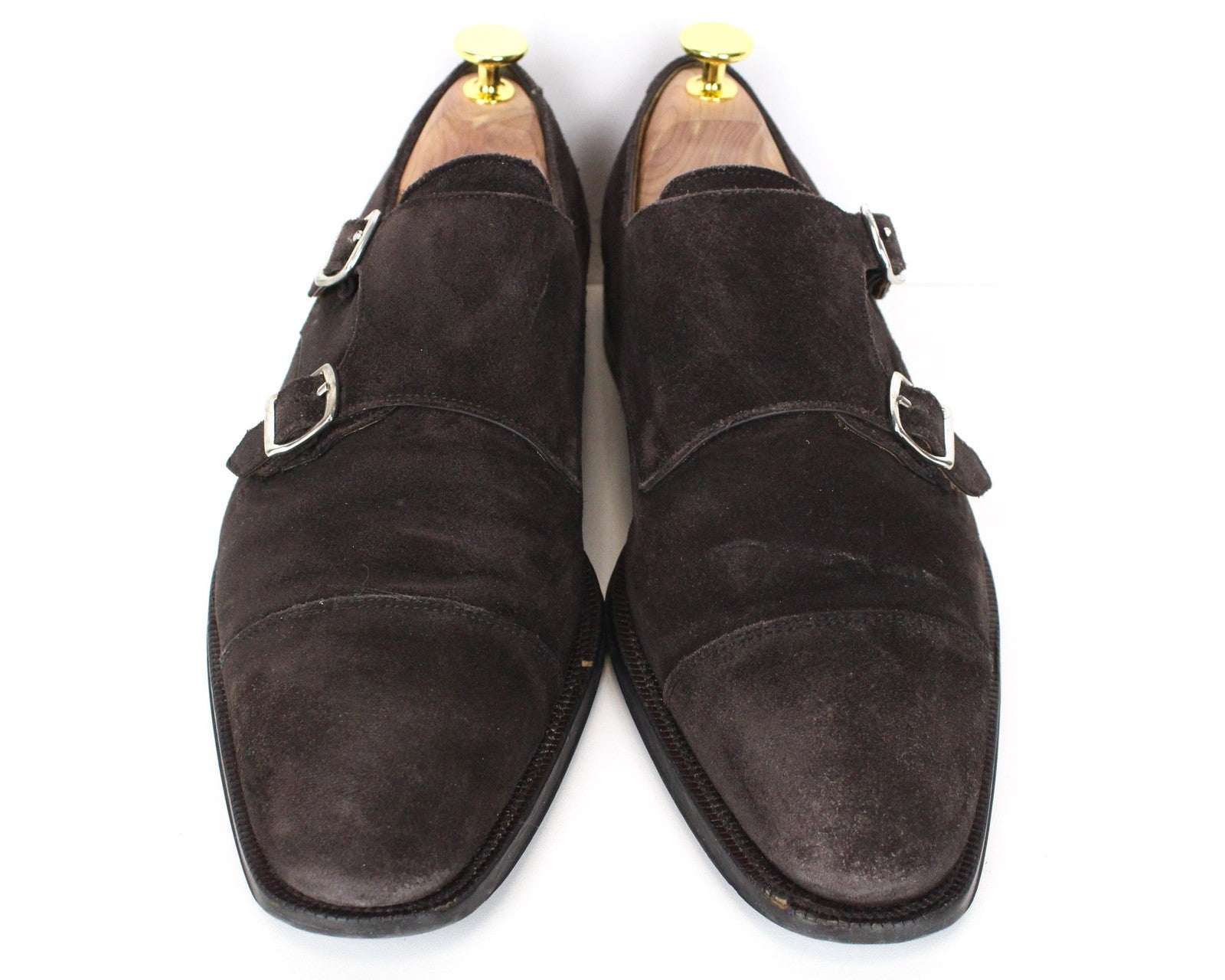 „SUITSUPPLY“ vyriški batai, EU40.5, tamsiai rudi, zomšiniai, dvigubi, formalūs, žemapadžiai