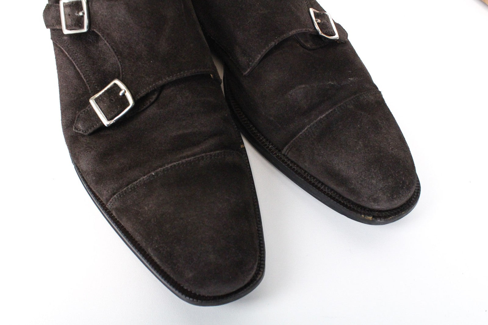 „SUITSUPPLY“ vyriški batai, EU40.5, tamsiai rudi, zomšiniai, dvigubi, formalūs, žemapadžiai