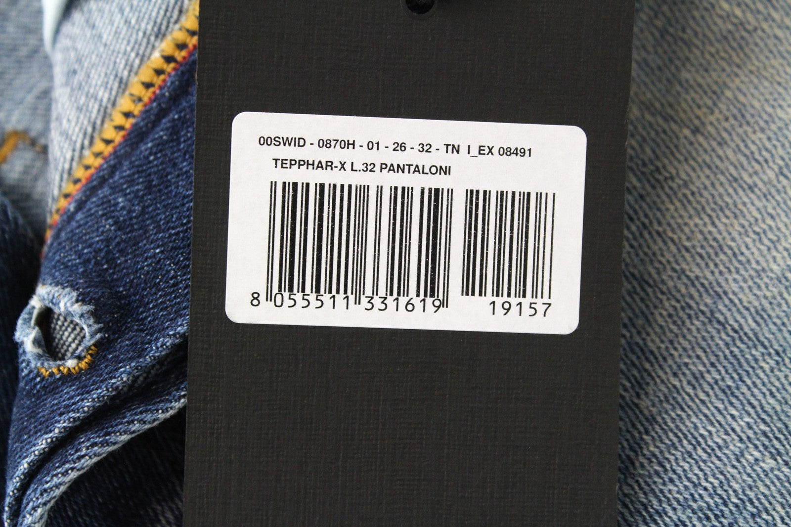 DIESEL Tepphar-X 0870H vyriški džinsai W26/L32 morkų kirpimo, mėlyni, tamprūs berniukų džinsai 