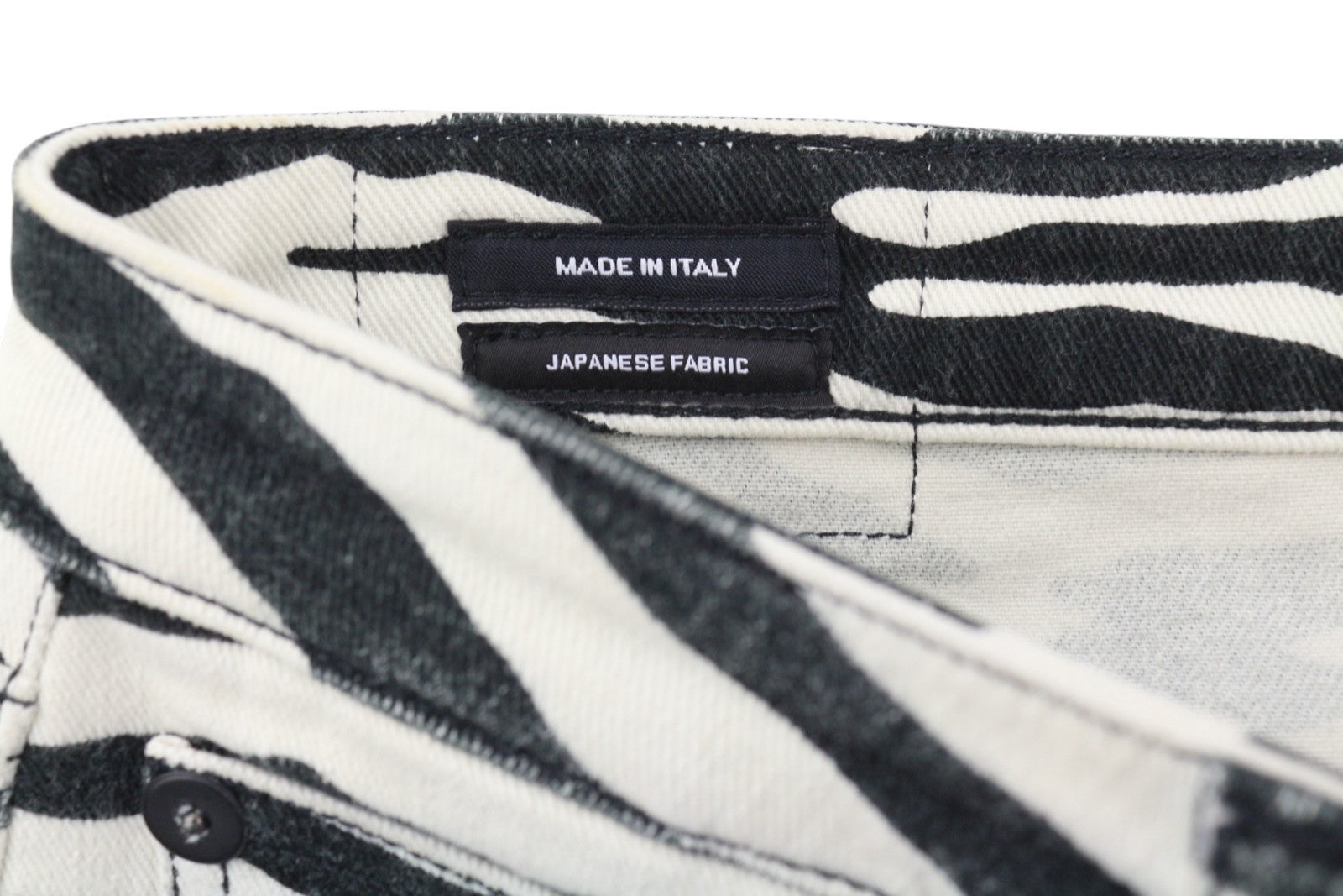 R13 Alison Skinny moteriški džinsai, 27, zebro raštas, užtrauktukas, laisvalaikio džinsinis logotipas, rekomenduojama kaina – 599 € 