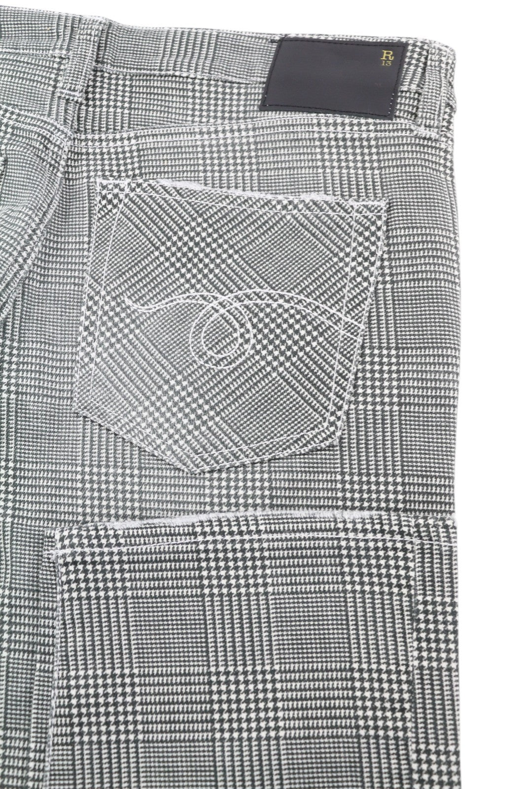 R13 Boy Straight Women Jeans 27 Printed Glen Plaid Ankle Length Cropped RRP€499