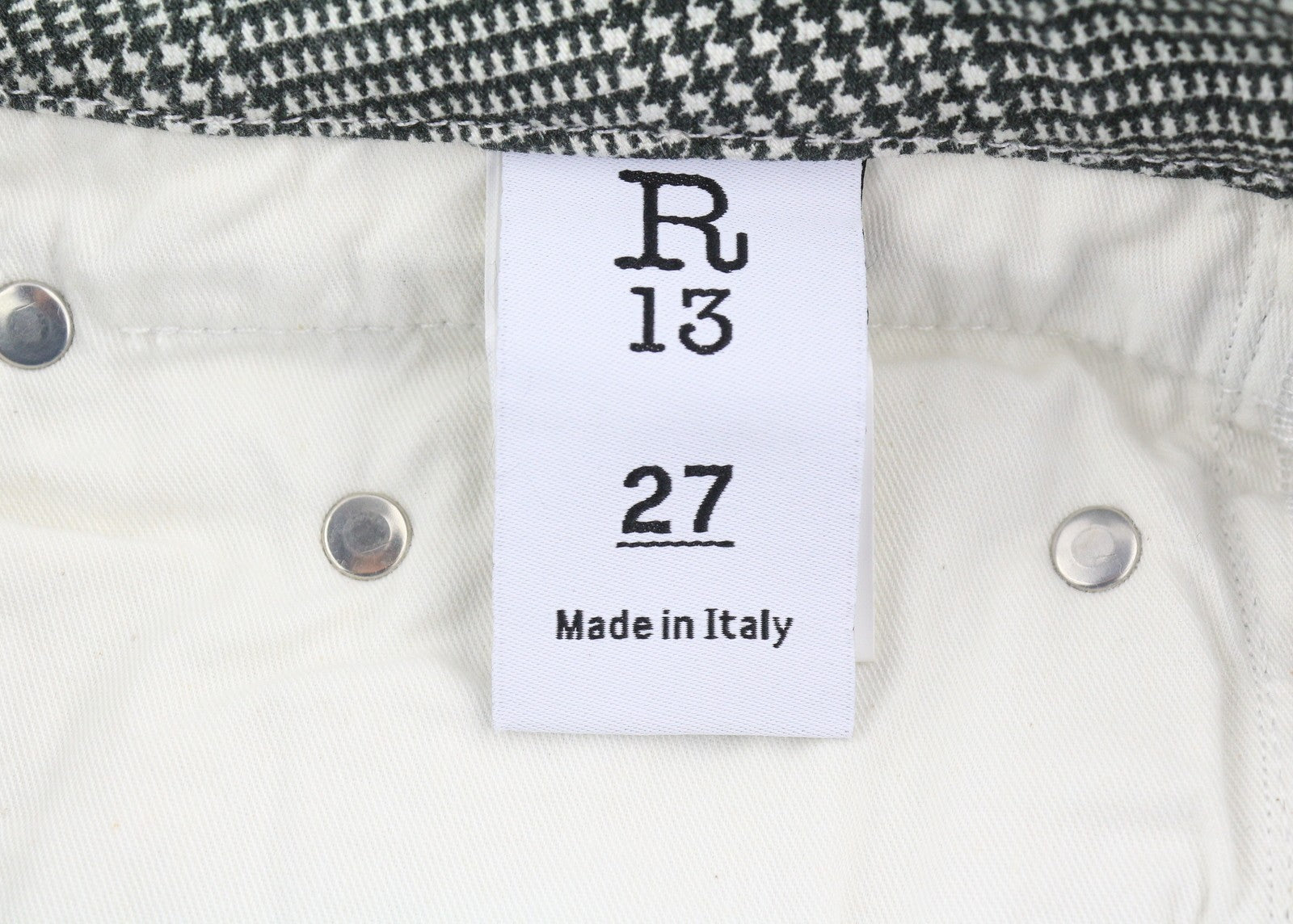 R13 Boy Straight Women Jeans 27 Printed Glen Plaid Ankle Length Cropped RRP€499