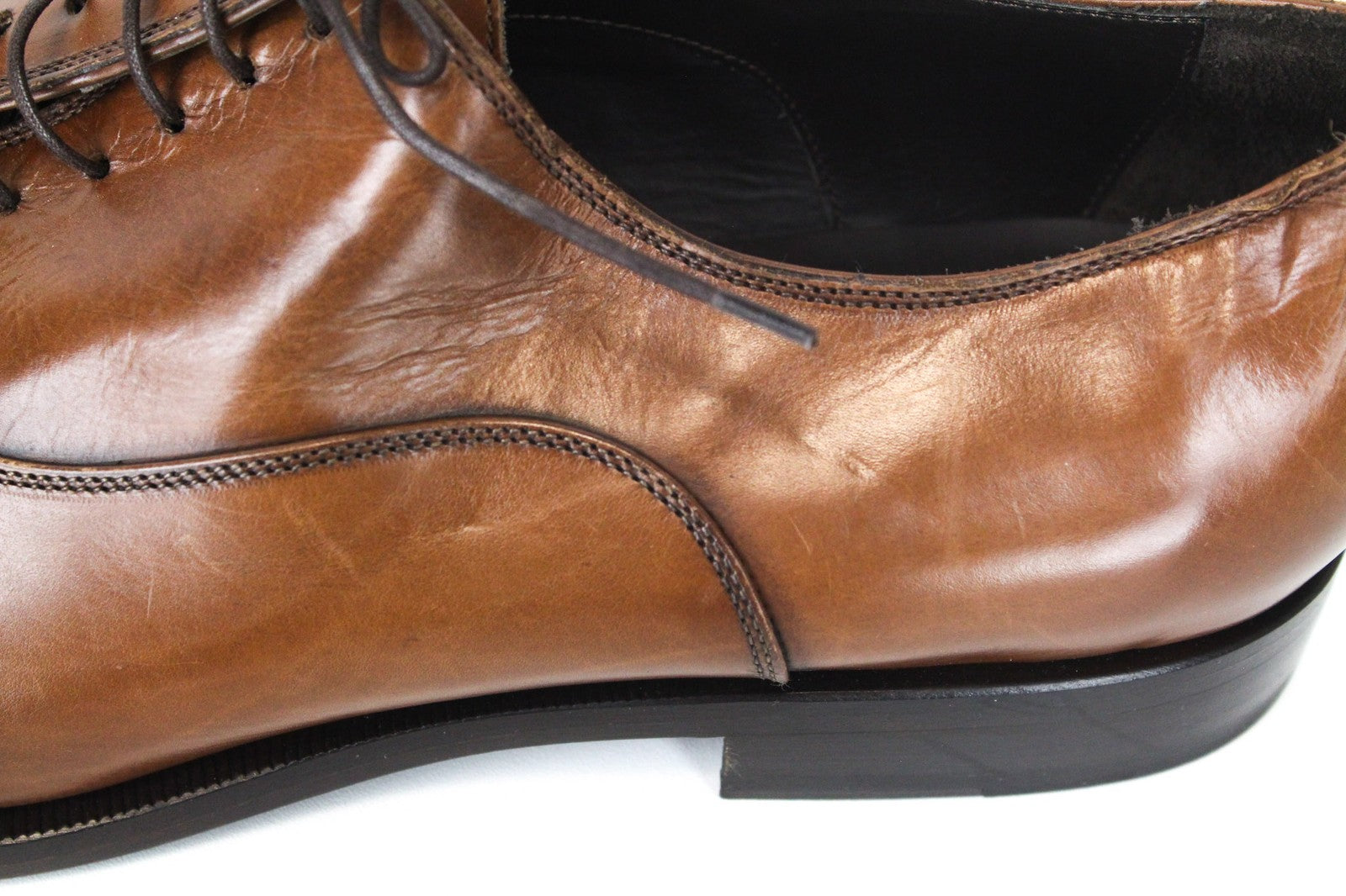 SUITSUPPLY vyriški batai, EU44.5, rudi, odiniai, oksfordo stiliaus, klasikinės suknelės formos batai su nėriniuota palaidine. 