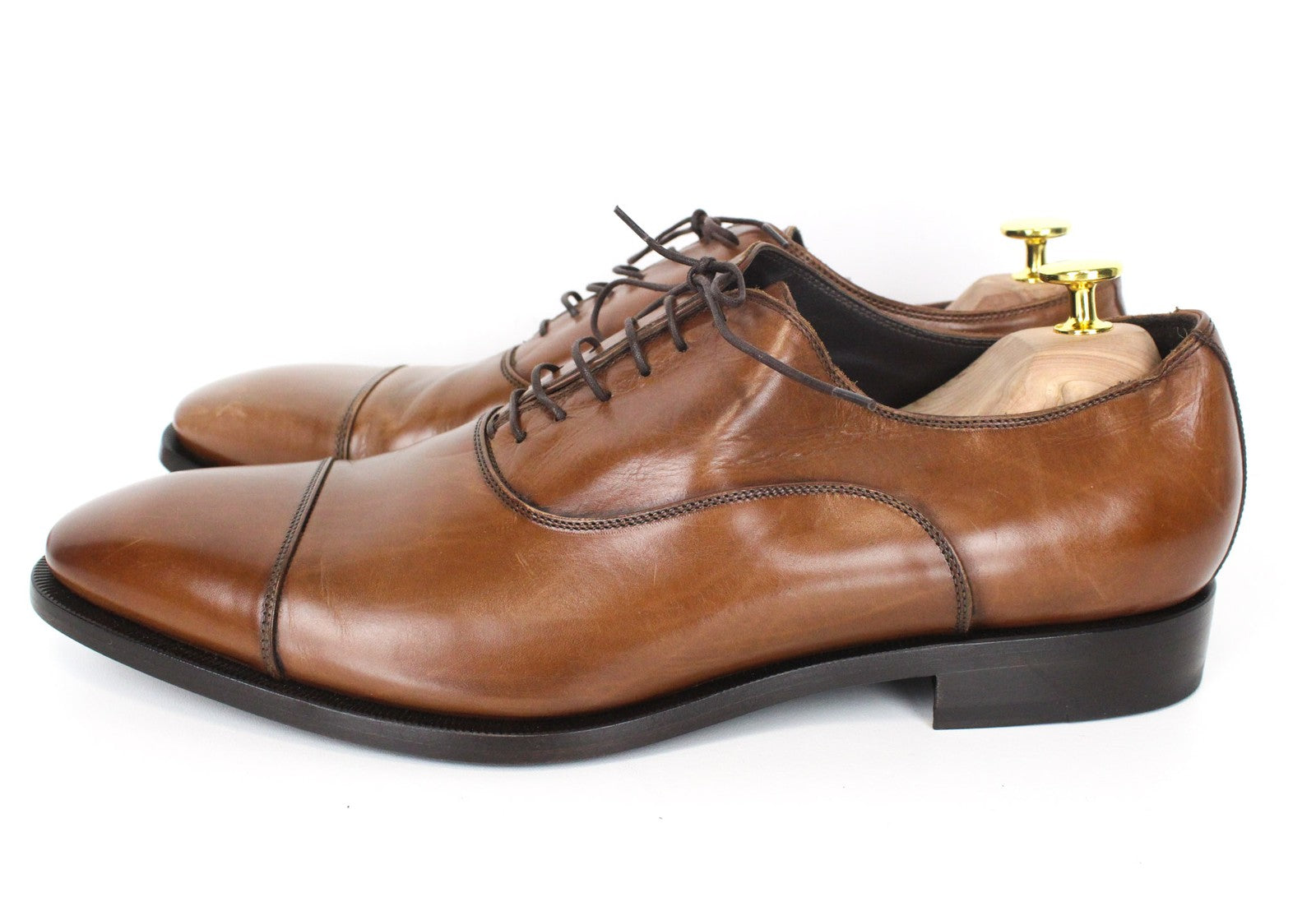 SUITSUPPLY vyriški batai, EU44.5, rudi, odiniai, oksfordo stiliaus, klasikinės suknelės formos batai su nėriniuota palaidine. 