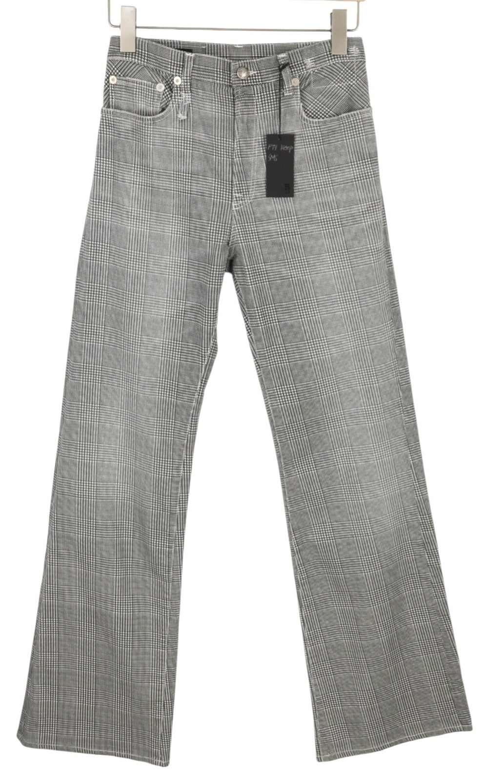 R13 Jane moteriški džinsai, 27 dydžio, marginti, languoti, tiesūs, platėjantys klešnės kraštai, tamprūs, rekomenduojama kaina – 699 € 