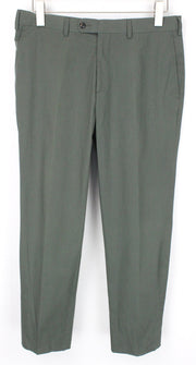 SUITSUPPLY Soho Men's Trousers UK38R Green Pleated Stretch Cotton Formal Pants