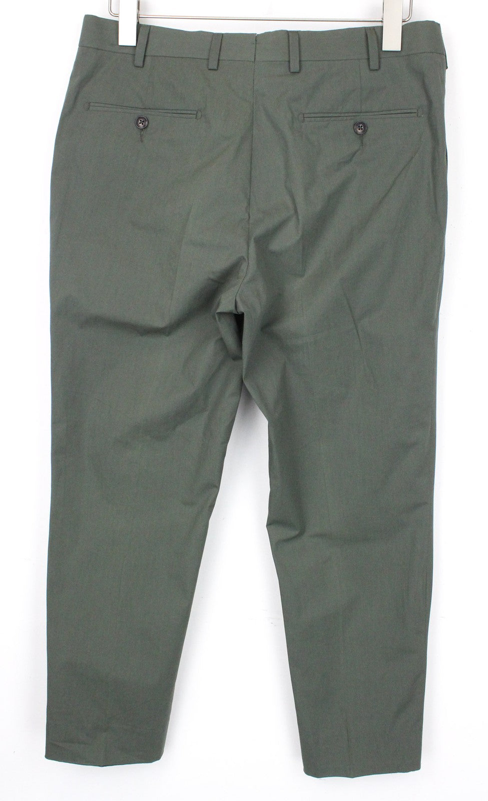 SUITSUPPLY Soho Men's Trousers UK38R Green Pleated Stretch Cotton Formal Pants