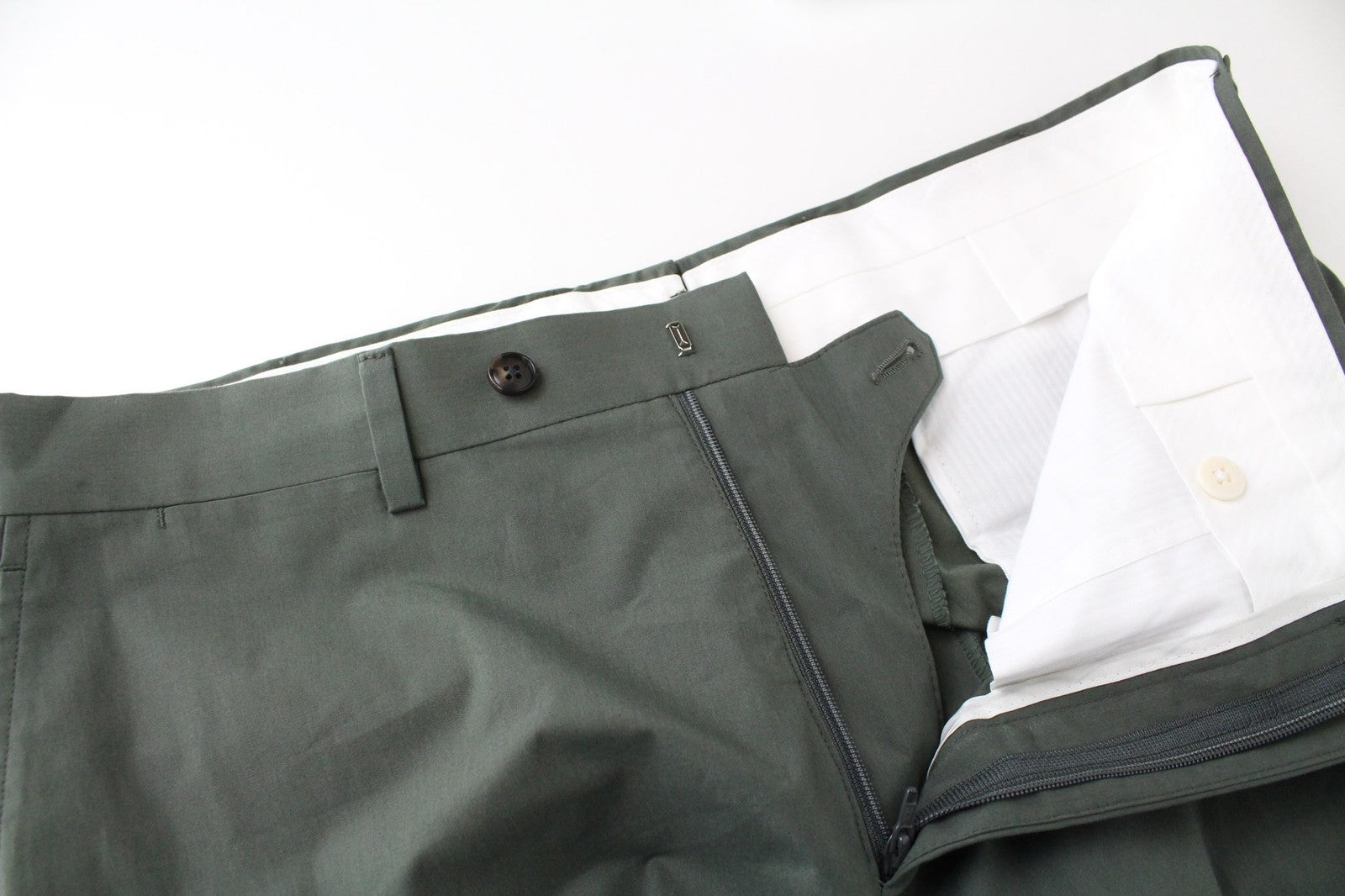 SUITSUPPLY Soho Men's Trousers UK38R Green Pleated Stretch Cotton Formal Pants