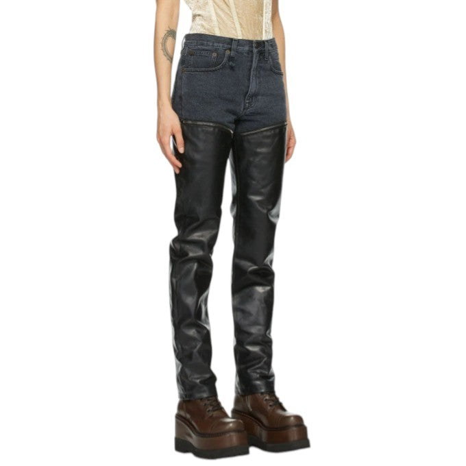 R13 Nuimami „Axl Slim“ moteriški džinsai su odinėmis klešnėmis, 27, akmens juodumo, džinsinis, rekomenduojama kaina – 999 € 