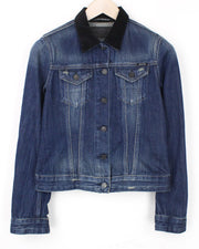 REPLAY moteriška trumpinta džinsinė striukė S, ilgomis rankovėmis, mėlyna medvilnė, su skalbta apykakle 