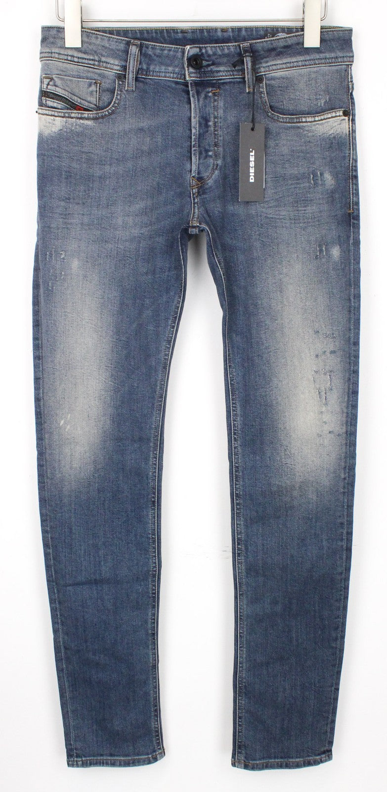 DIESEL Sleenker 069FI vyriški džinsai W29/L32 aptempti, skalbtos mėlynos spalvos, tamprios medvilnės