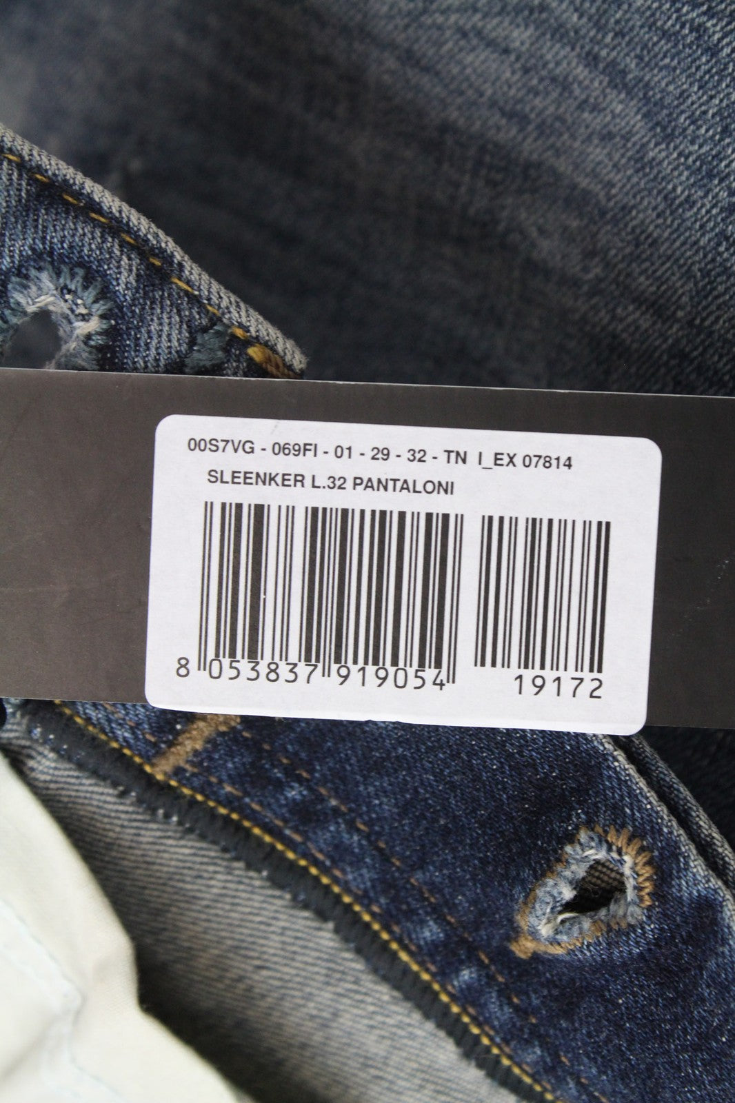 DIESEL Sleenker 069FI vyriški džinsai W29/L32 aptempti, skalbtos mėlynos spalvos, tamprios medvilnės