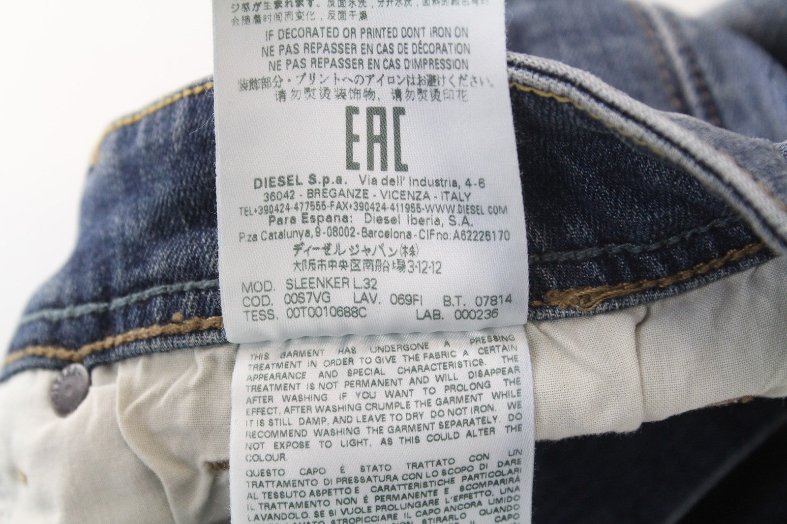 DIESEL Sleenker 069FI vyriški džinsai W29/L32 aptempti, skalbtos mėlynos spalvos, tamprios medvilnės