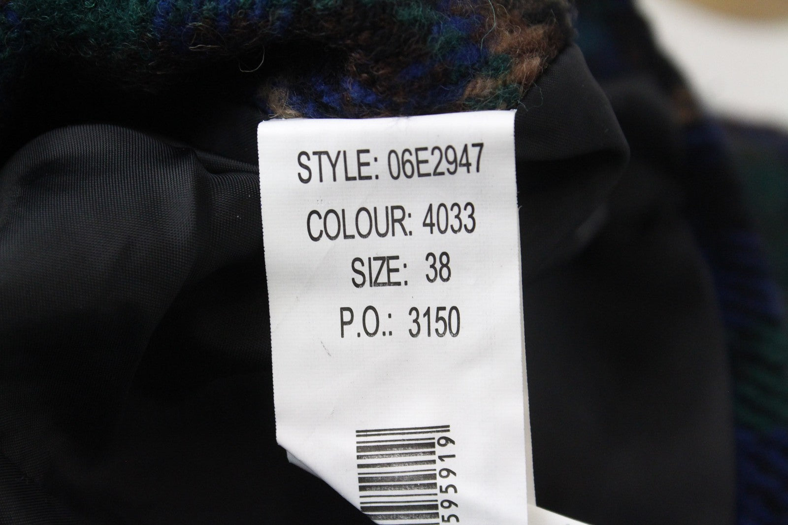 DESIGUAL Mula moteriškas paltas, 38 dydis, mėlynas languotas vilnos mišinio švarkas su siuvinėtu logotipu 