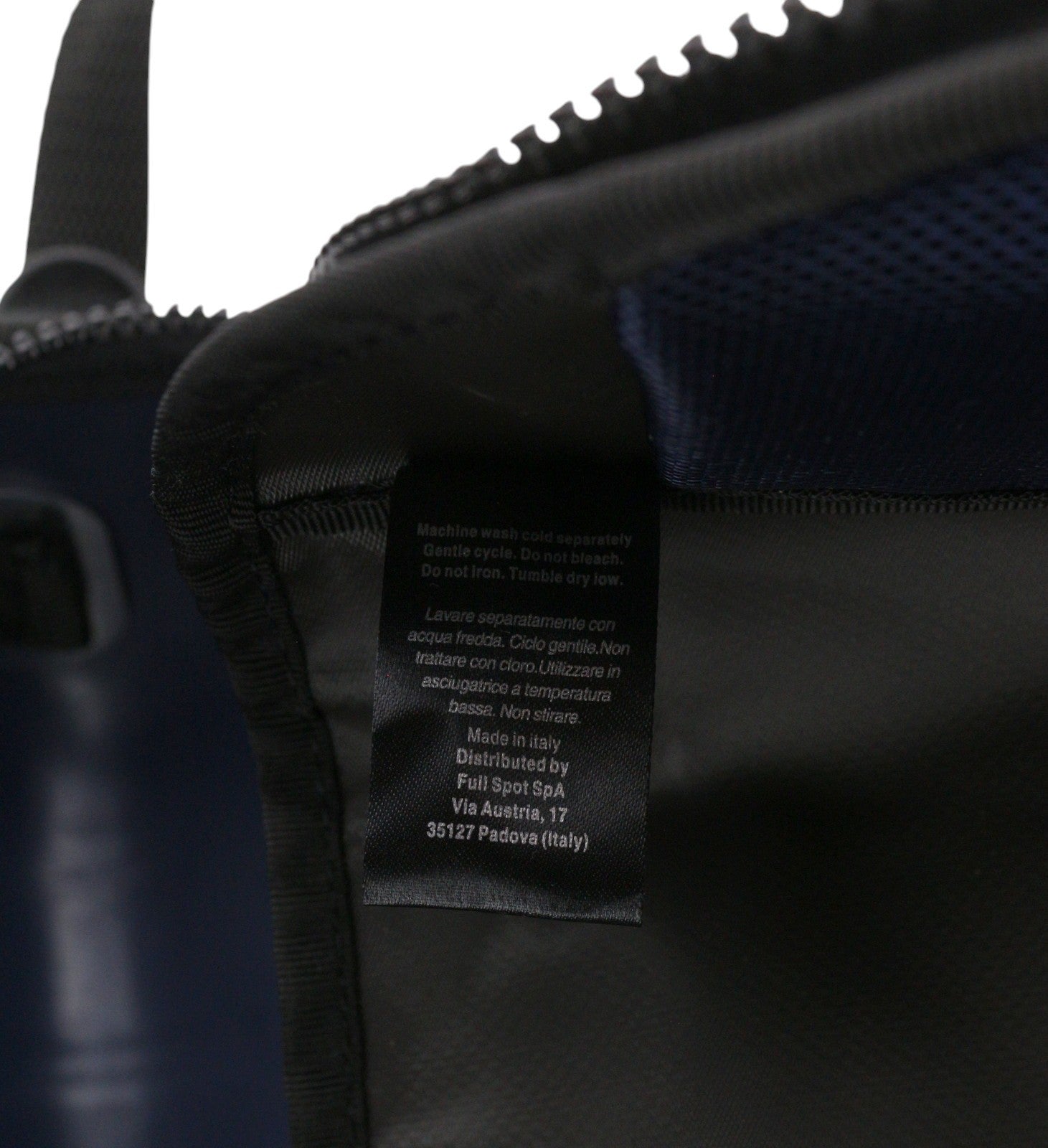 O BAG moteriškas krepšys OS unisex mėlynas apvalus užtrauktukas priekyje dvigubos rankenos su logotipais 