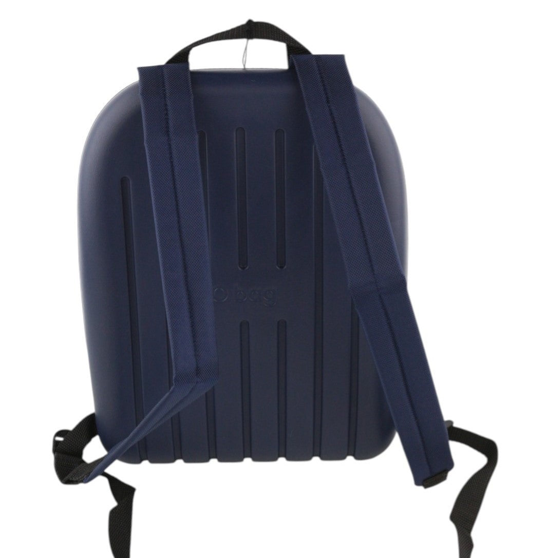 O BAG moteriškas krepšys OS unisex mėlynas apvalus užtrauktukas priekyje dvigubos rankenos su logotipais 