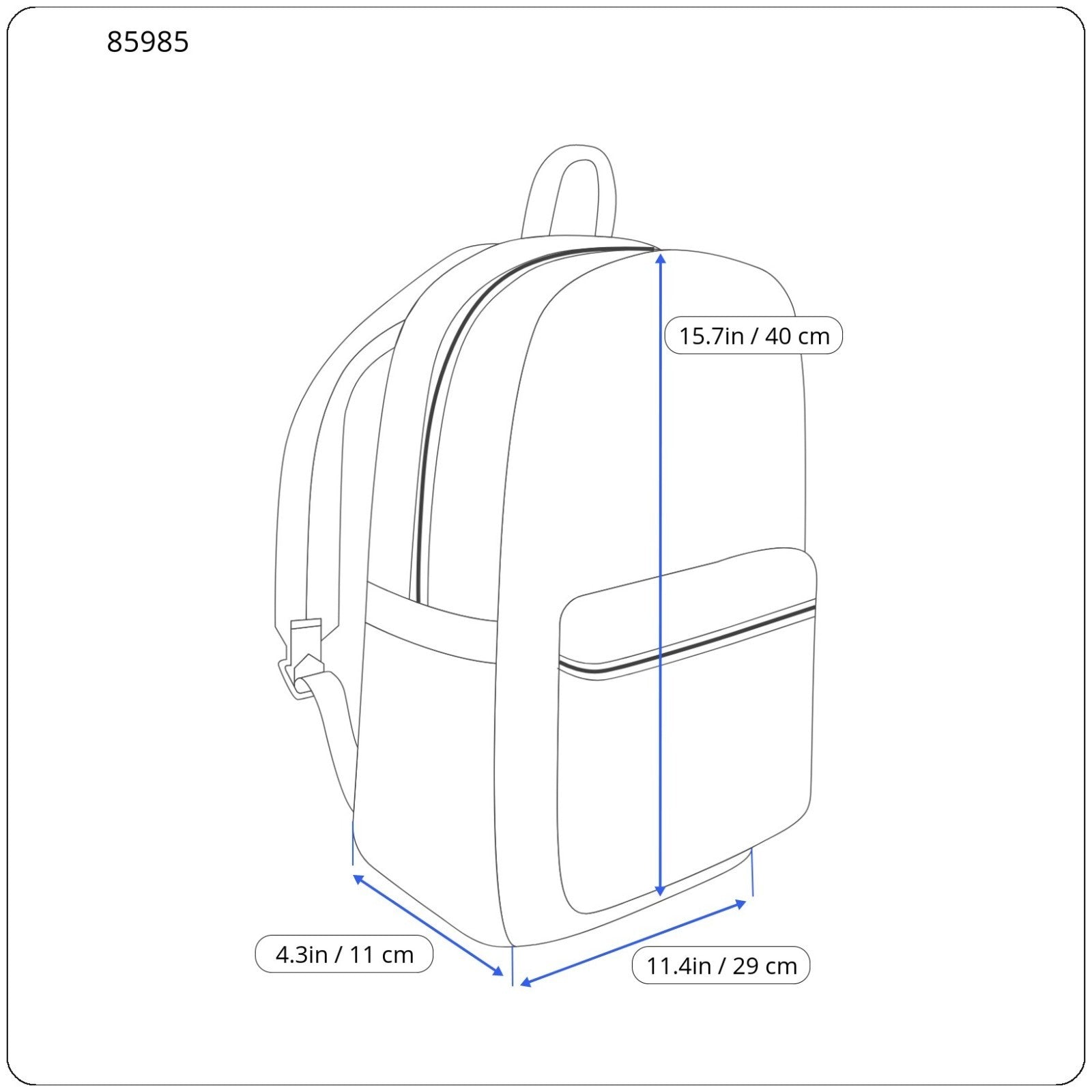 O BAG moteriškas krepšys OS unisex mėlynas apvalus užtrauktukas priekyje dvigubos rankenos su logotipais 