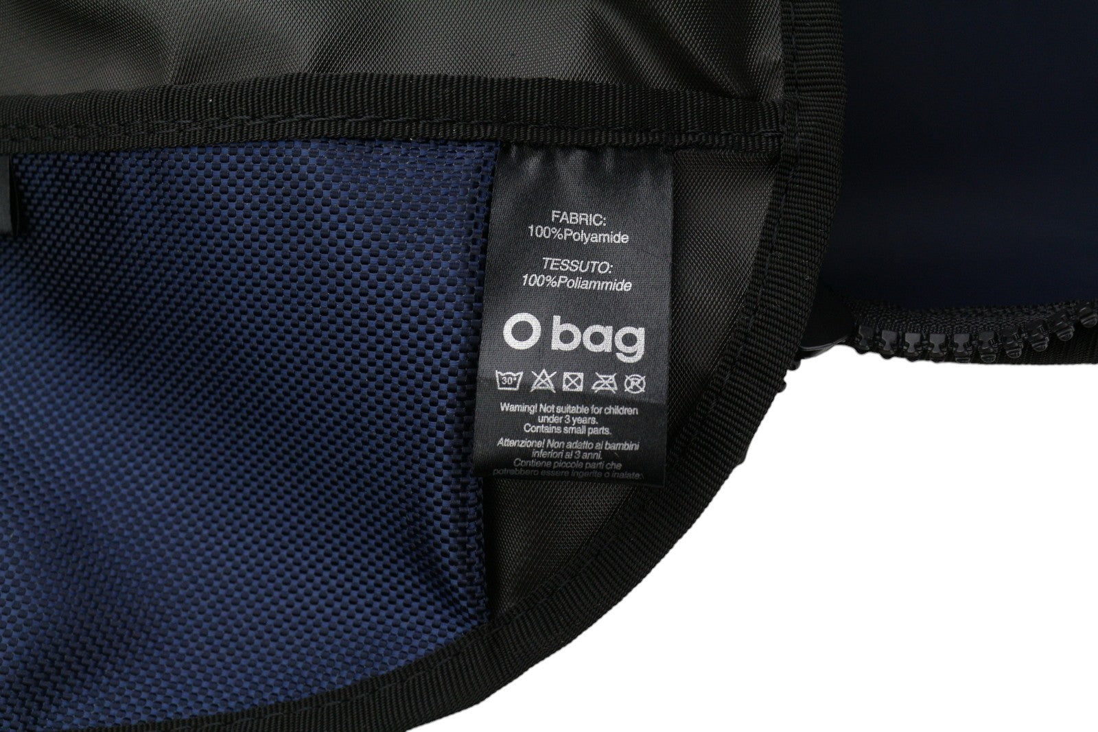 O BAG moteriškas krepšys OS unisex mėlynas apvalus užtrauktukas priekyje dvigubos rankenos su logotipais 