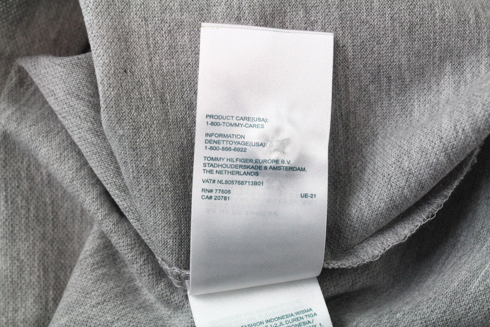 TOMMY HILFIGER DENIM vyriški marškinėliai L pilki medvilniniai polo marškinėliai su klasikiniu logotipu 