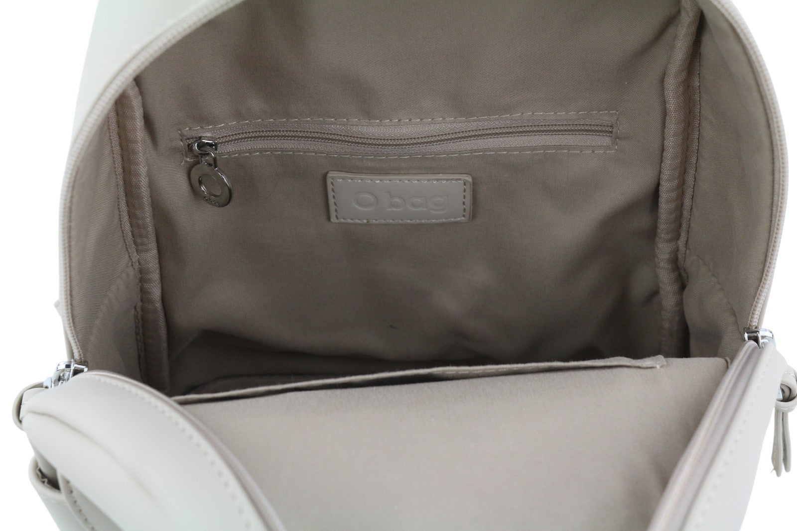 O BAG Sofia moteriška rankinė OS šviesiai smėlio spalvos su dviem rankenomis, užtrauktuku, logotipu 