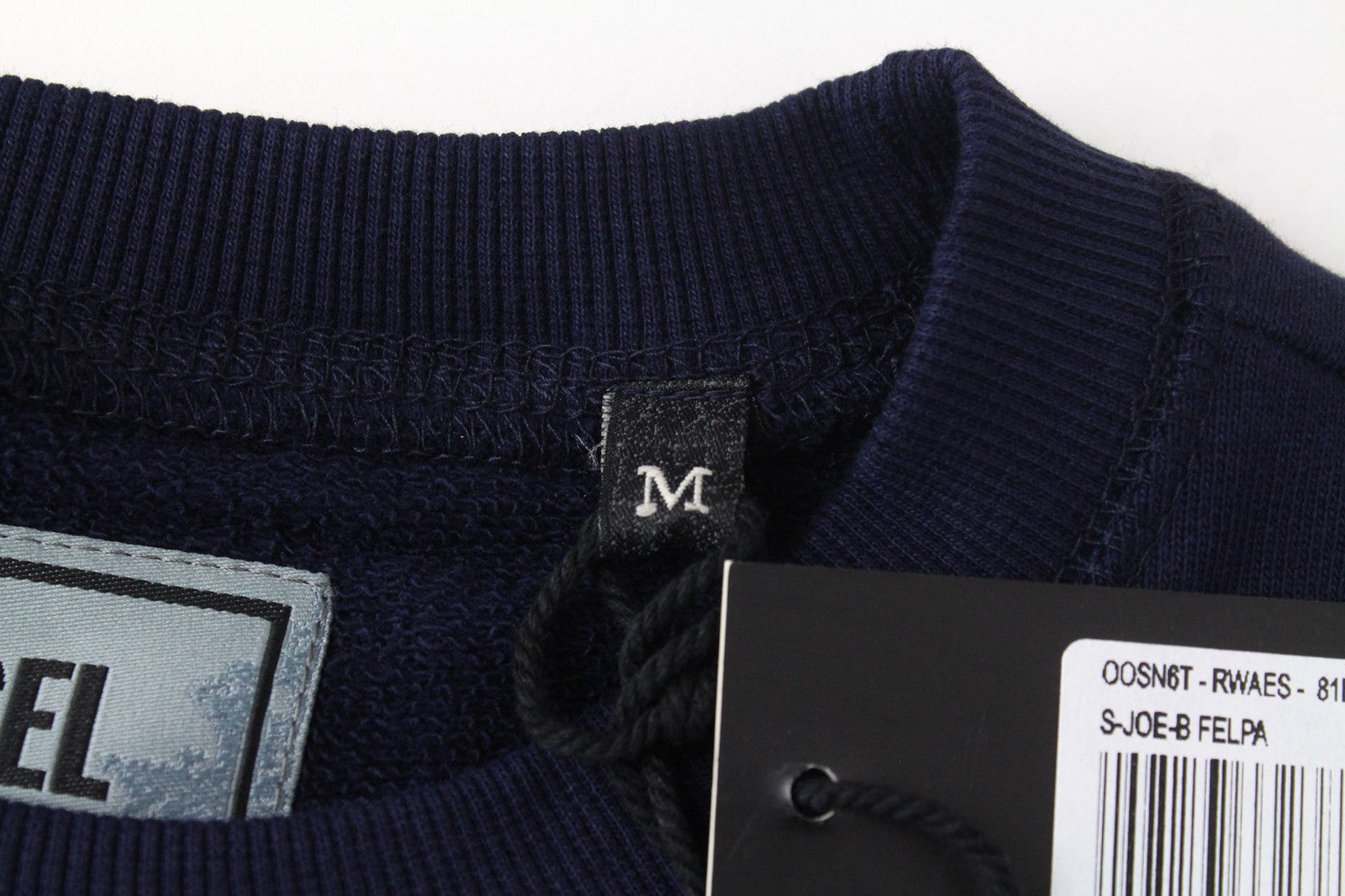 DIESEL S-Joe-B Felpa vyriškas džemperis M mėlyna spalva su logotipu ir apvalia kaklo iškirpte, flisinis džemperis 