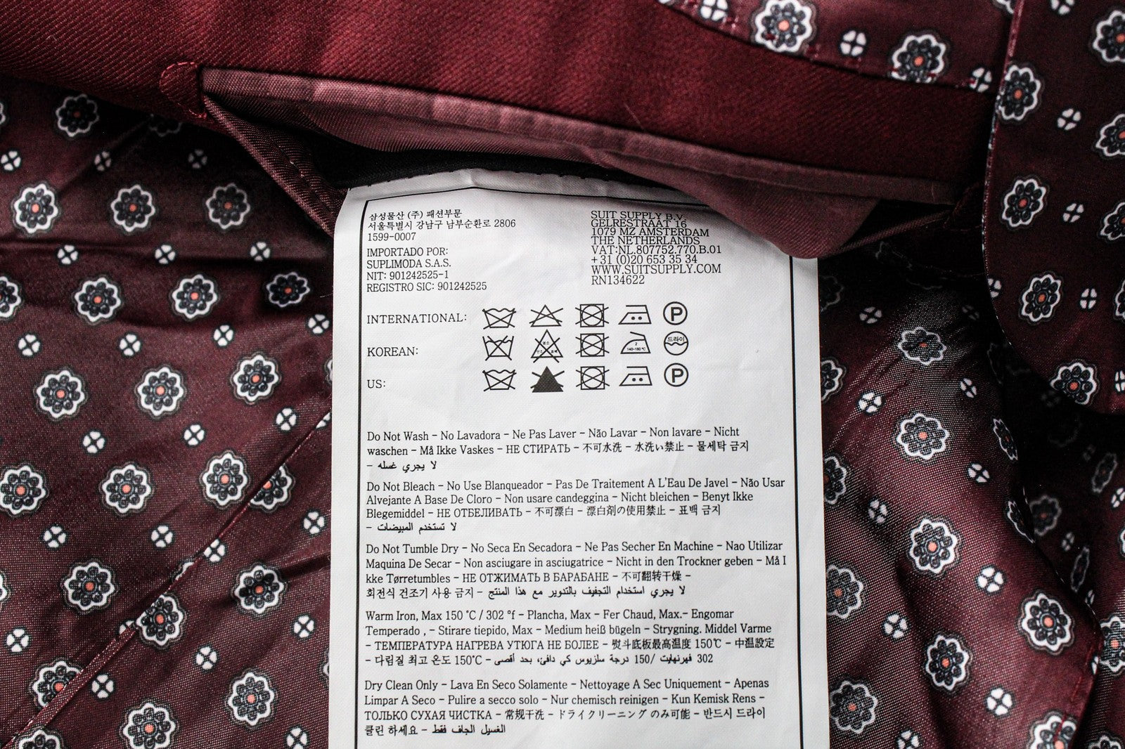 SUITSUPPLY La Spalla Men's Blazer UK30R Red Pure Wool Formal One-Button