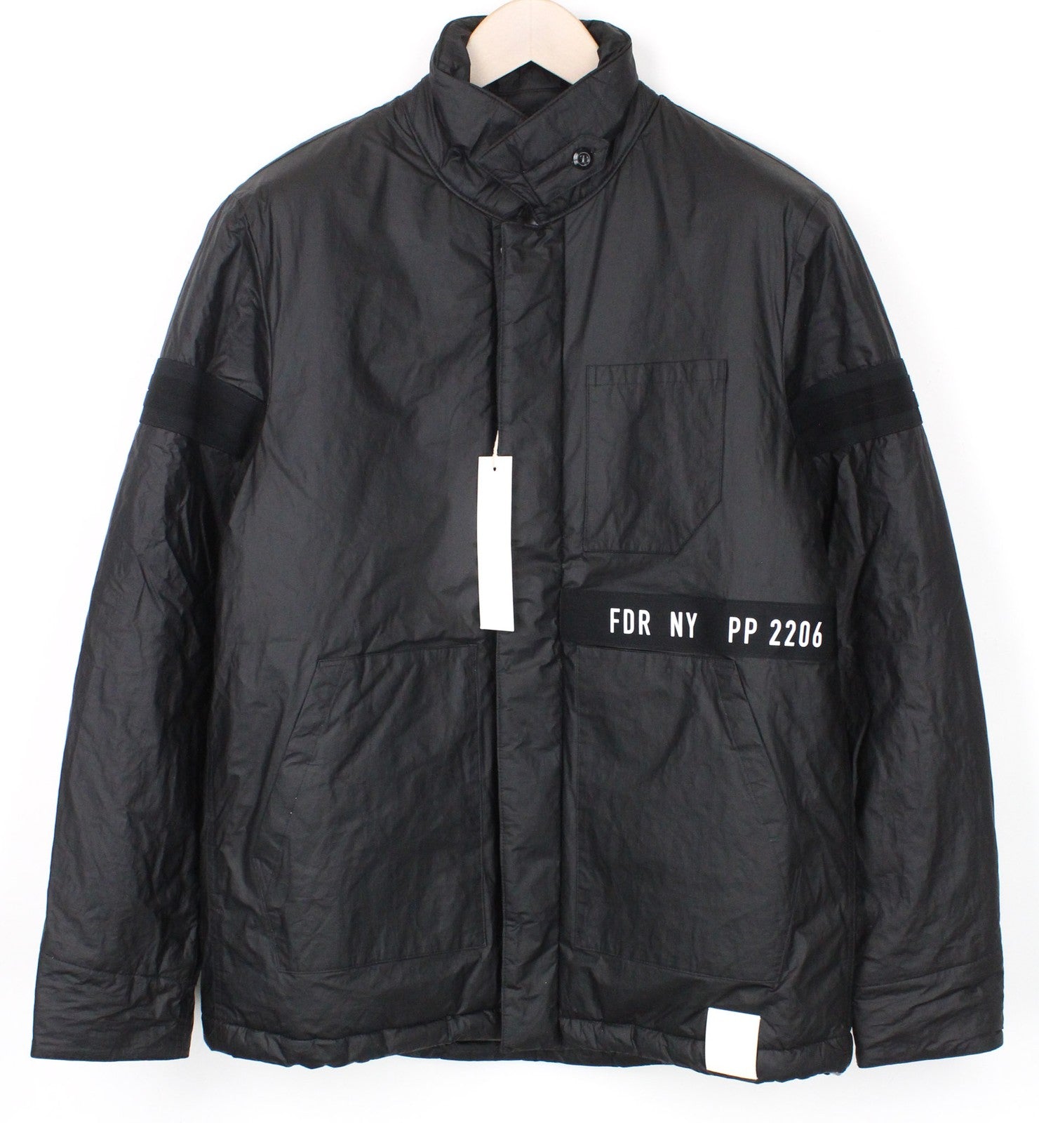 REPLAY Men's Jacket L Black Lined Zip Padded Casual Snapped Long Sleeve Coat