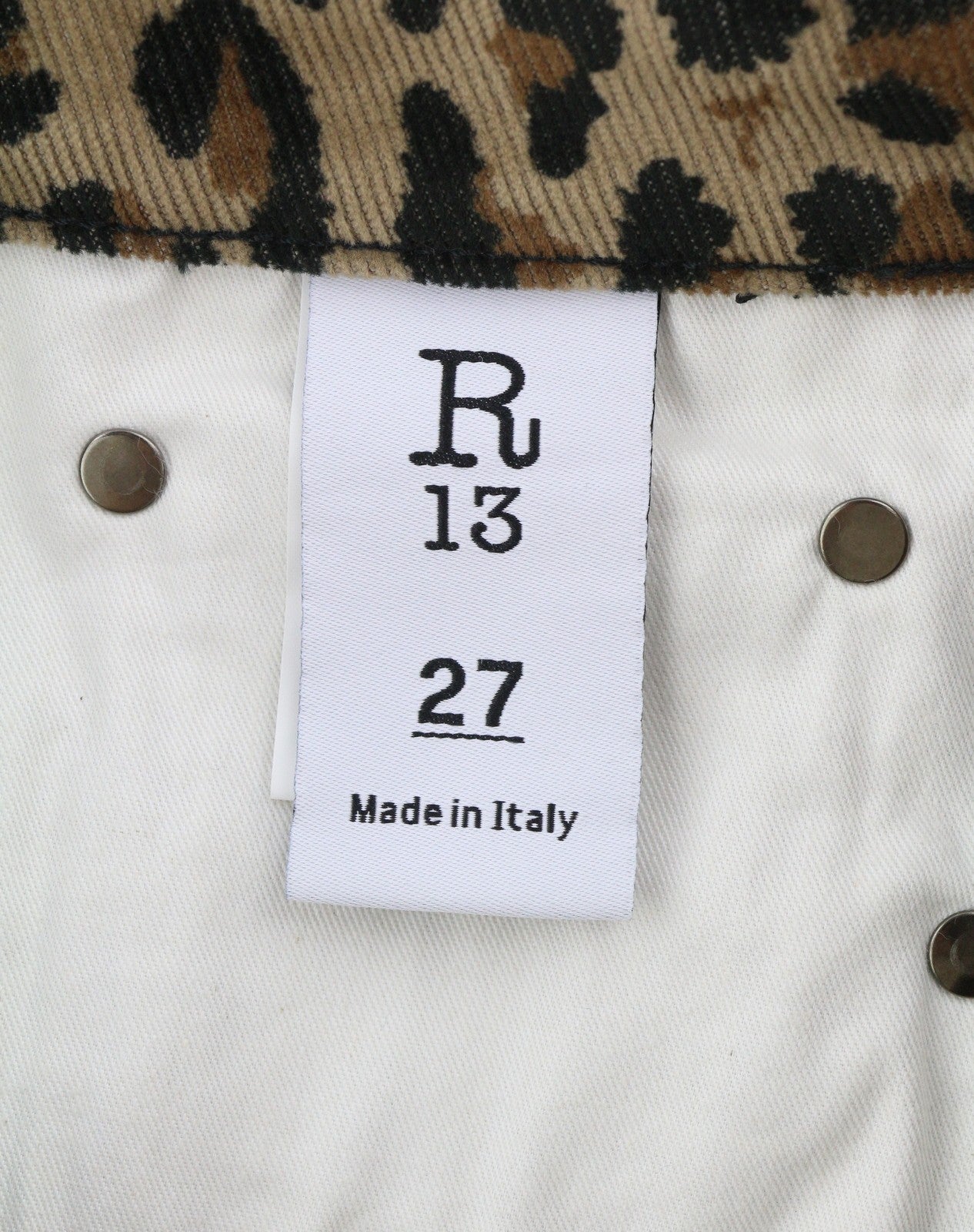 R13 Alison Skinny moteriškos kelnės 27 gelsvai rudos leopardo rašto iki kulkšnių velveto rudos spalvos