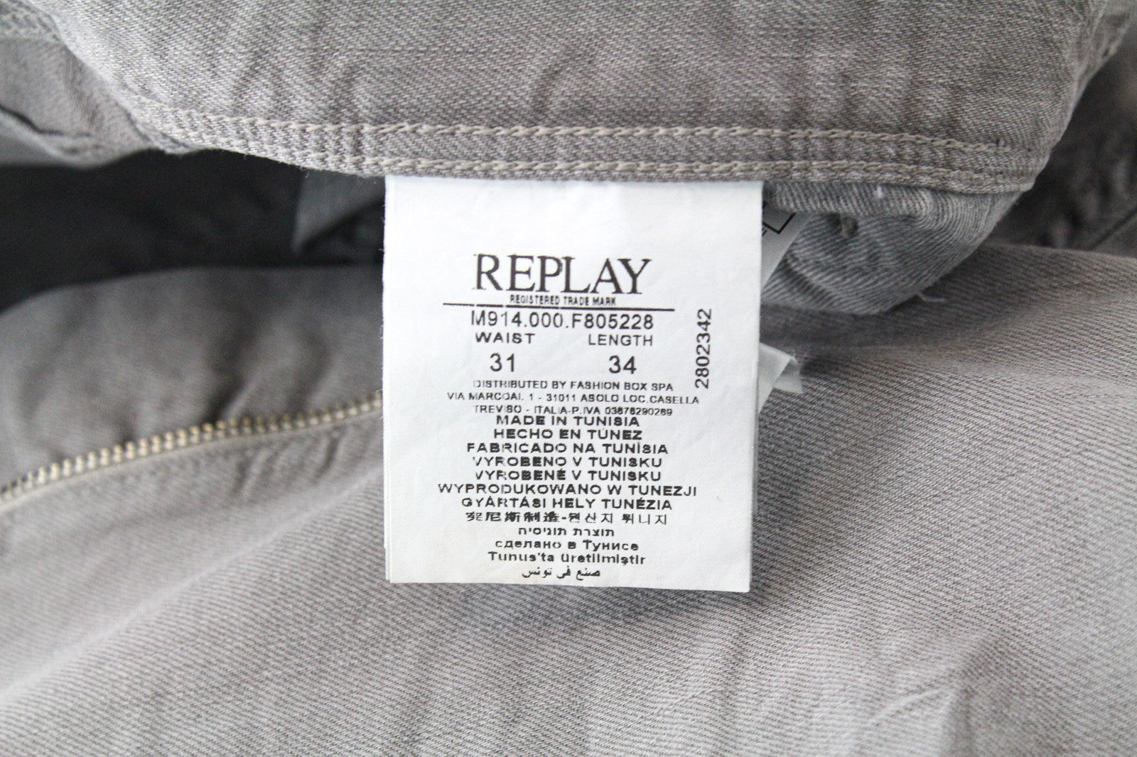 REPLAY Anbass vyriški džinsai W31/L34 pilki, ploni, tamprūs, laisvalaikio stiliaus, džinsiniai 