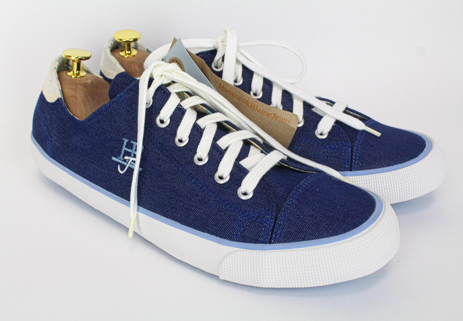 HARMONT &amp; BLAINE vyriški sportbačiai EU44 mėlyni, džinso imitacijos, žemapadžiai, siuvinėti bateliai 