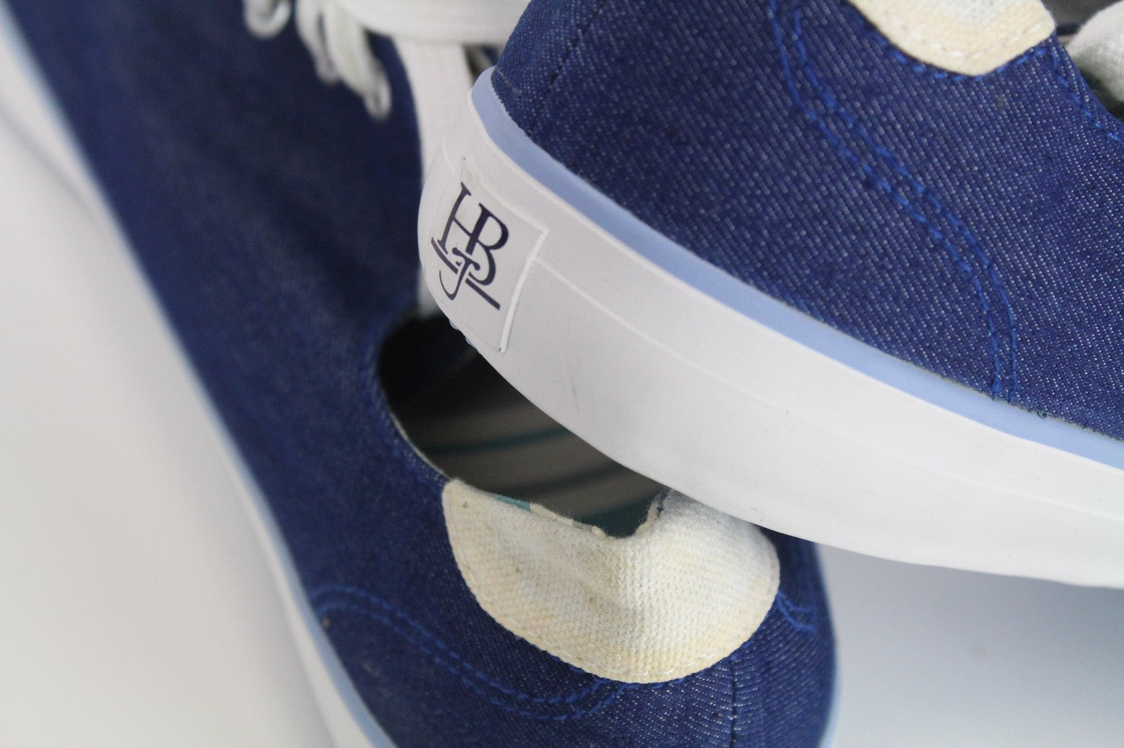 HARMONT &amp; BLAINE vyriški sportbačiai EU44 mėlyni, džinso imitacijos, žemapadžiai, siuvinėti bateliai 