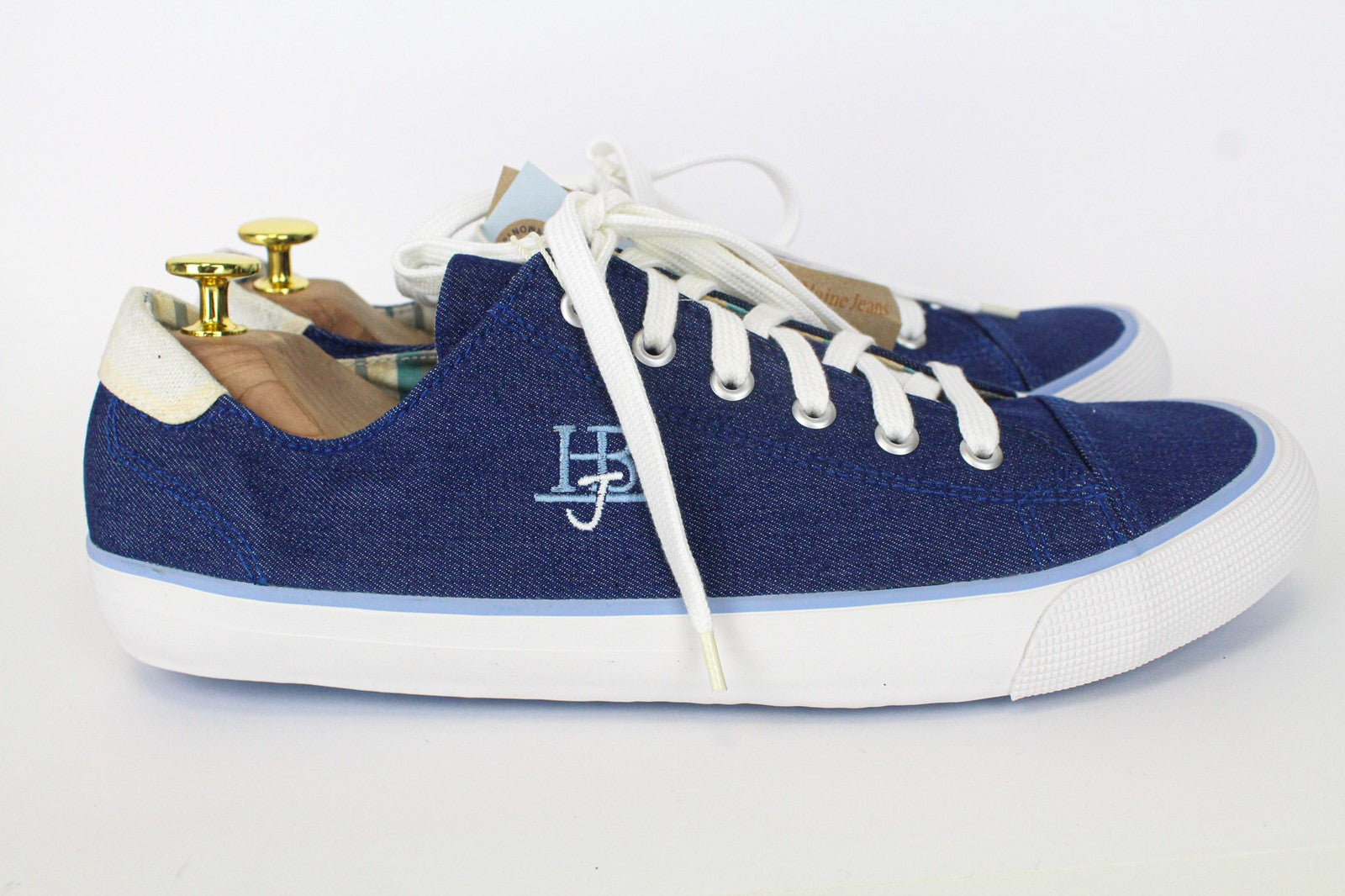 HARMONT &amp; BLAINE vyriški sportbačiai EU44 mėlyni, džinso imitacijos, žemapadžiai, siuvinėti bateliai 