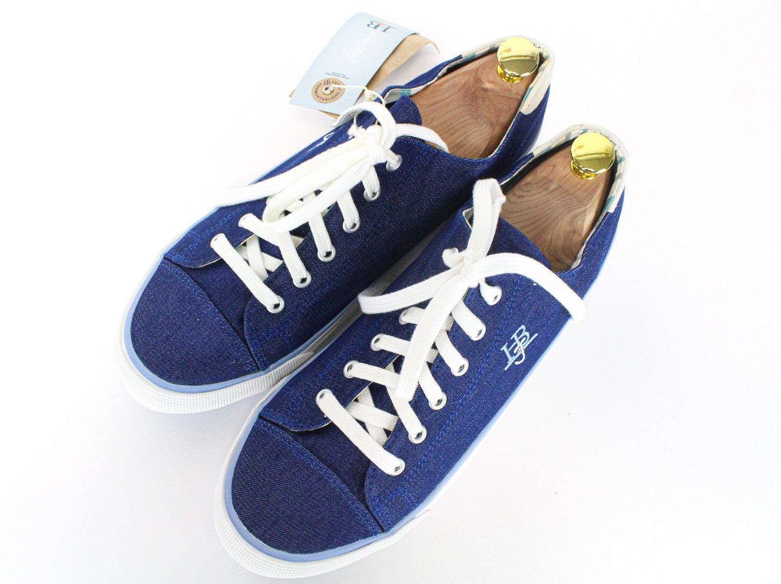 HARMONT &amp; BLAINE vyriški sportbačiai EU44 mėlyni, džinso imitacijos, žemapadžiai, siuvinėti bateliai 