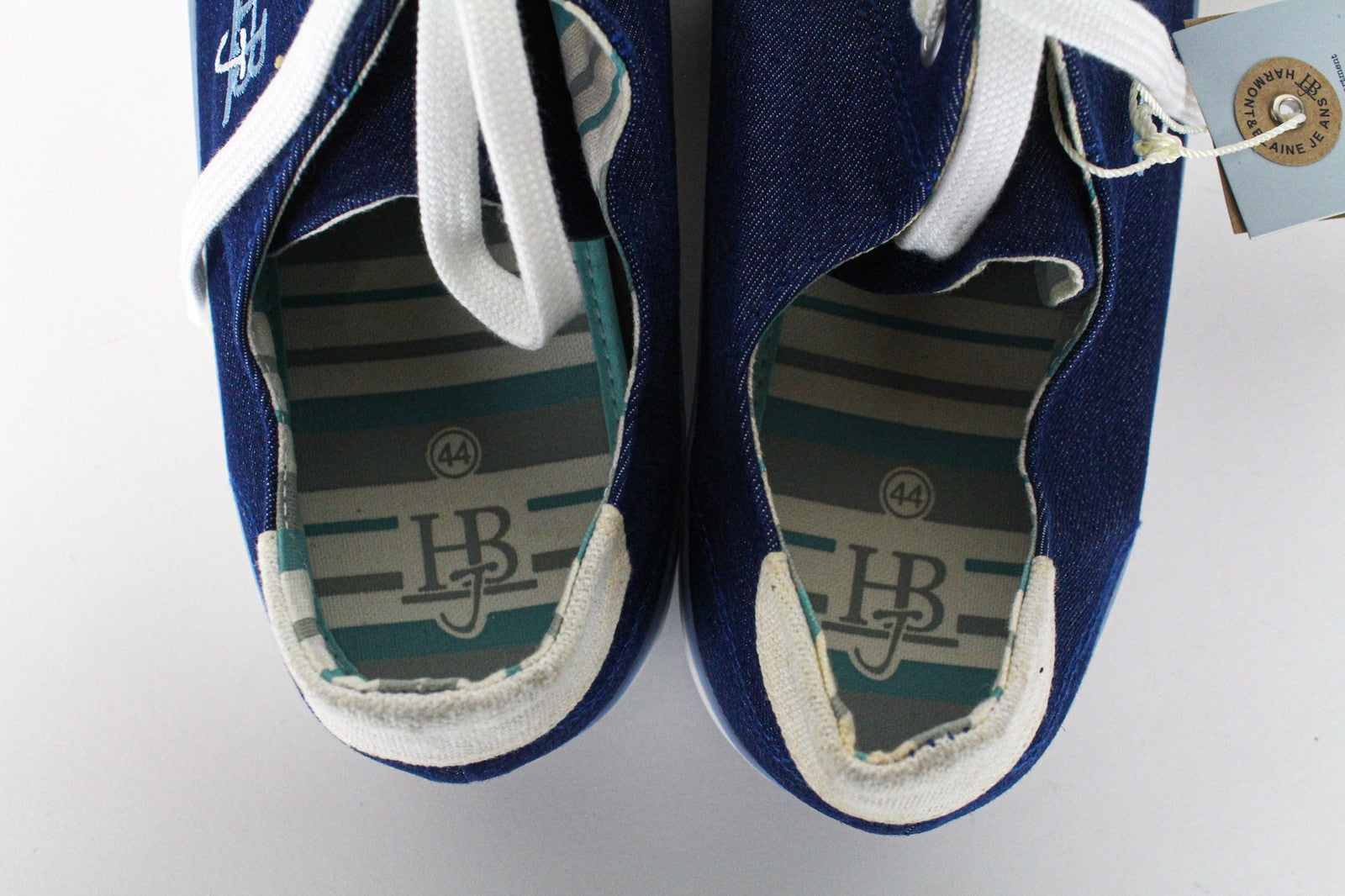 HARMONT &amp; BLAINE vyriški sportbačiai EU44 mėlyni, džinso imitacijos, žemapadžiai, siuvinėti bateliai 