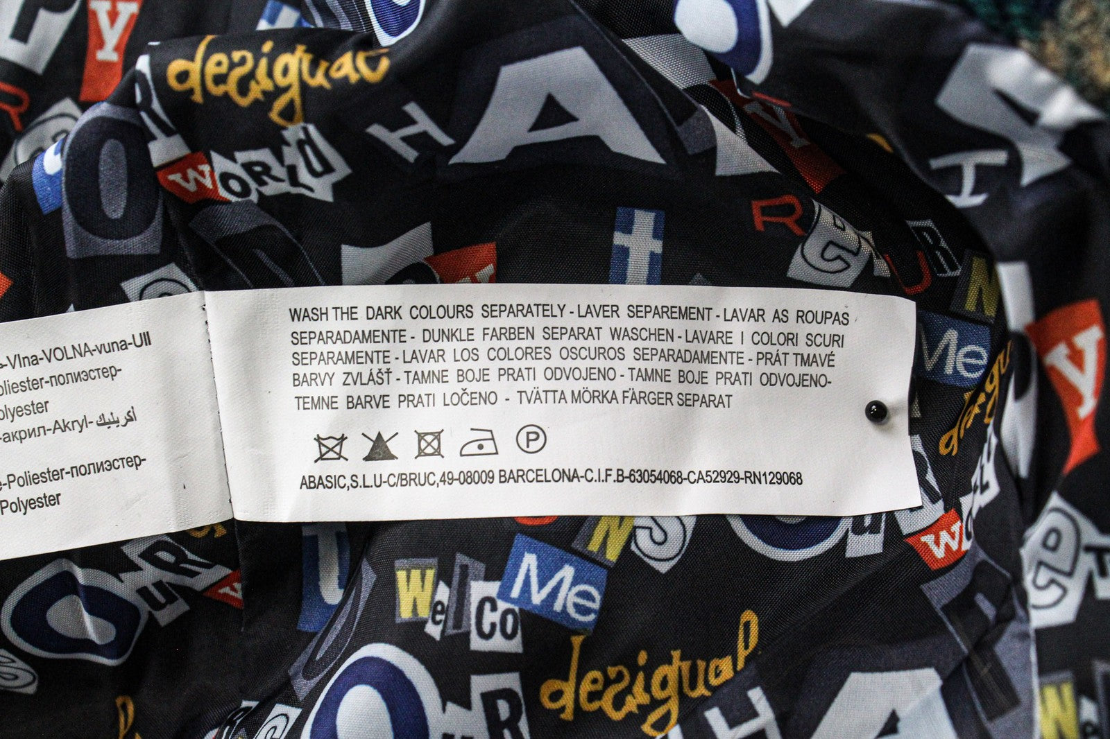 DESIGUAL moteriškas paltas EU42 mėlynas tartanas didelis kimono stiliaus vilnos mišinio paltas 