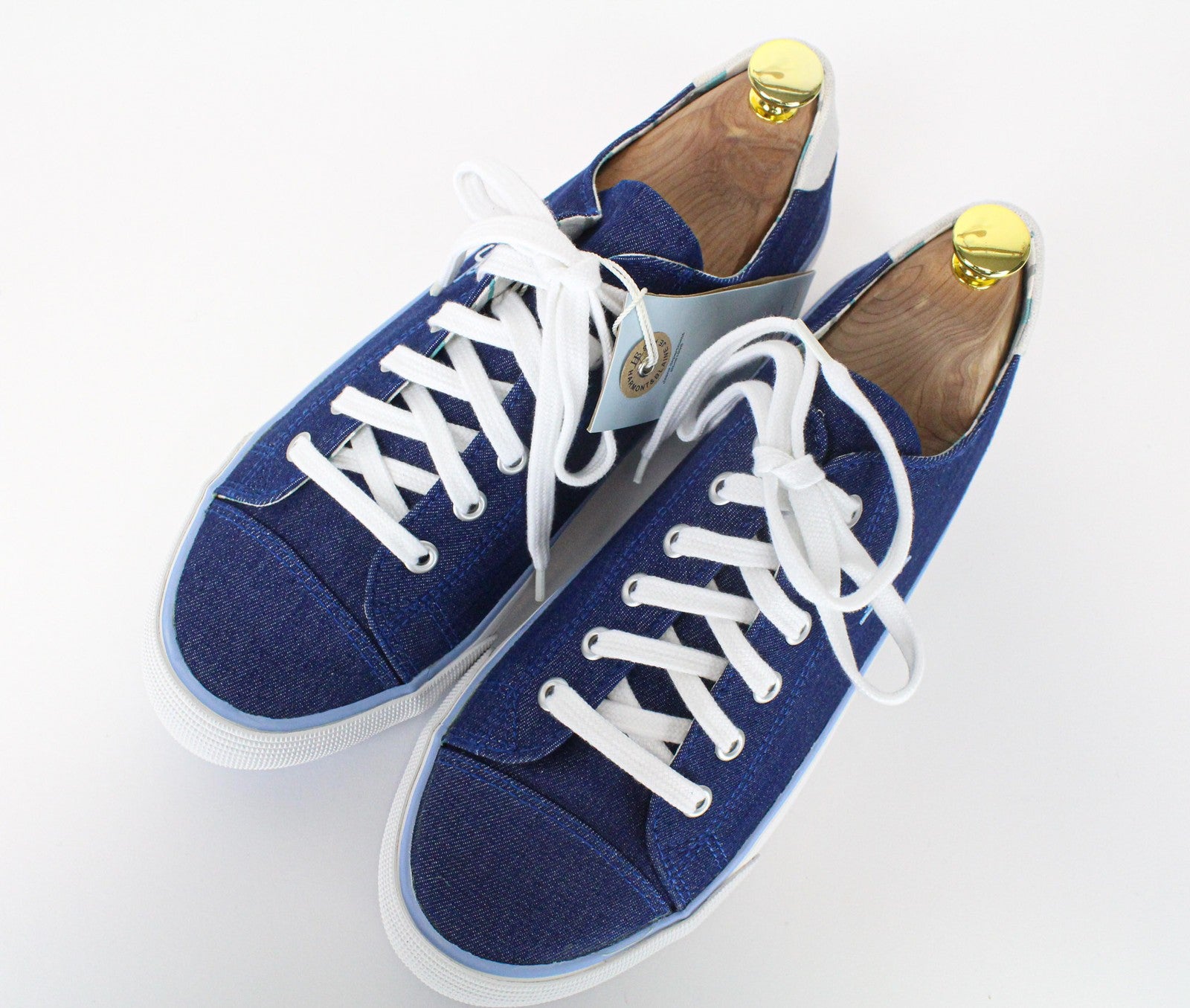 HARMONT &amp; BLAINE vyriški sportbačiai, EU42, mėlyni, džinso imitacijos, siuvinėtas žemas viršutinis logotipas 