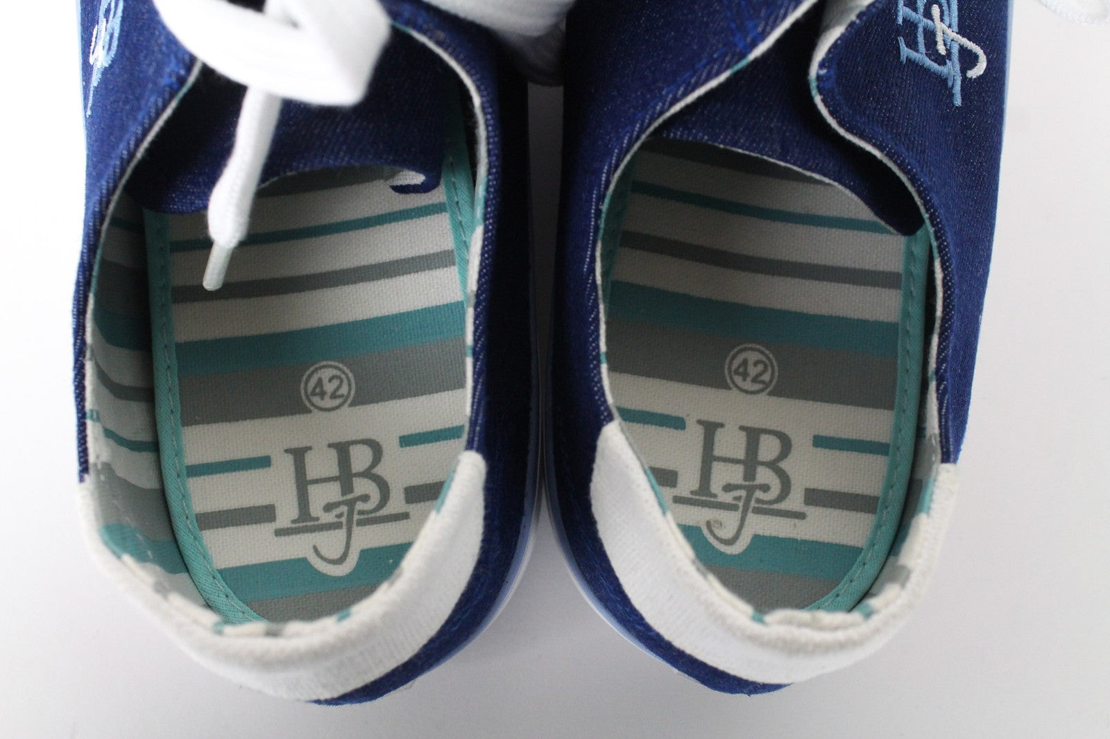 HARMONT &amp; BLAINE vyriški sportbačiai, EU42, mėlyni, džinso imitacijos, siuvinėtas žemas viršutinis logotipas 