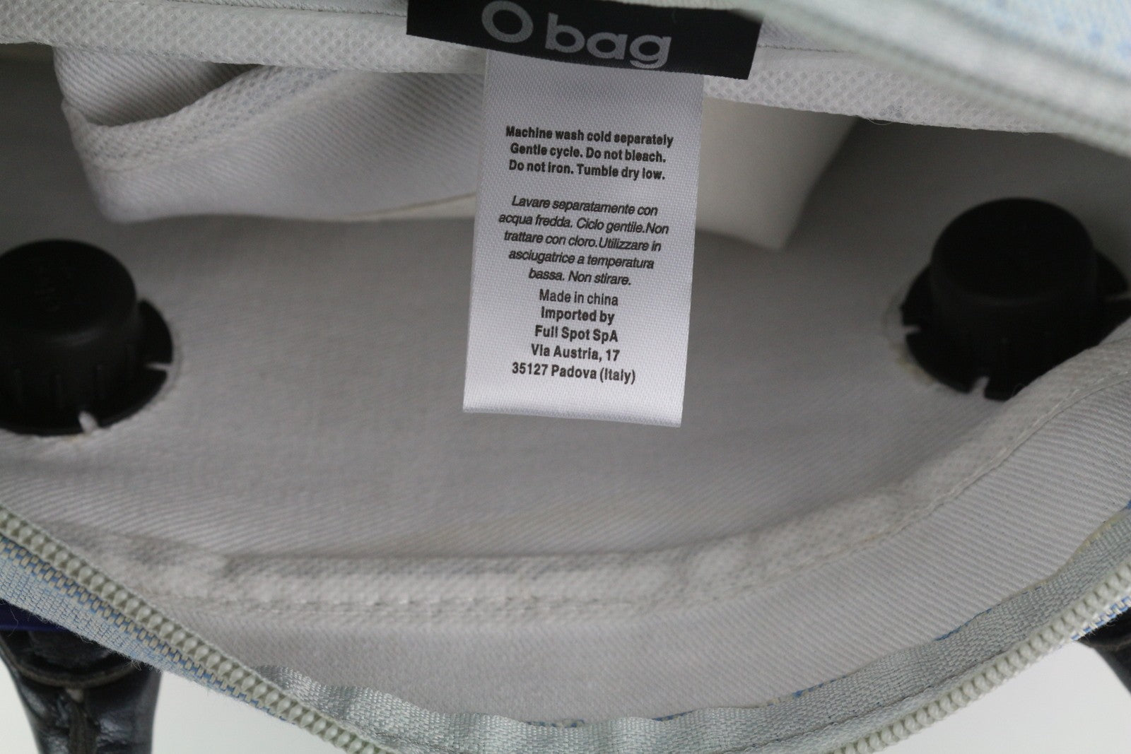 O BAG Chic moteriškas krepšys OS mėlynas dvigubomis rankenomis vidinis krepšys su kvadratiniu logotipu 